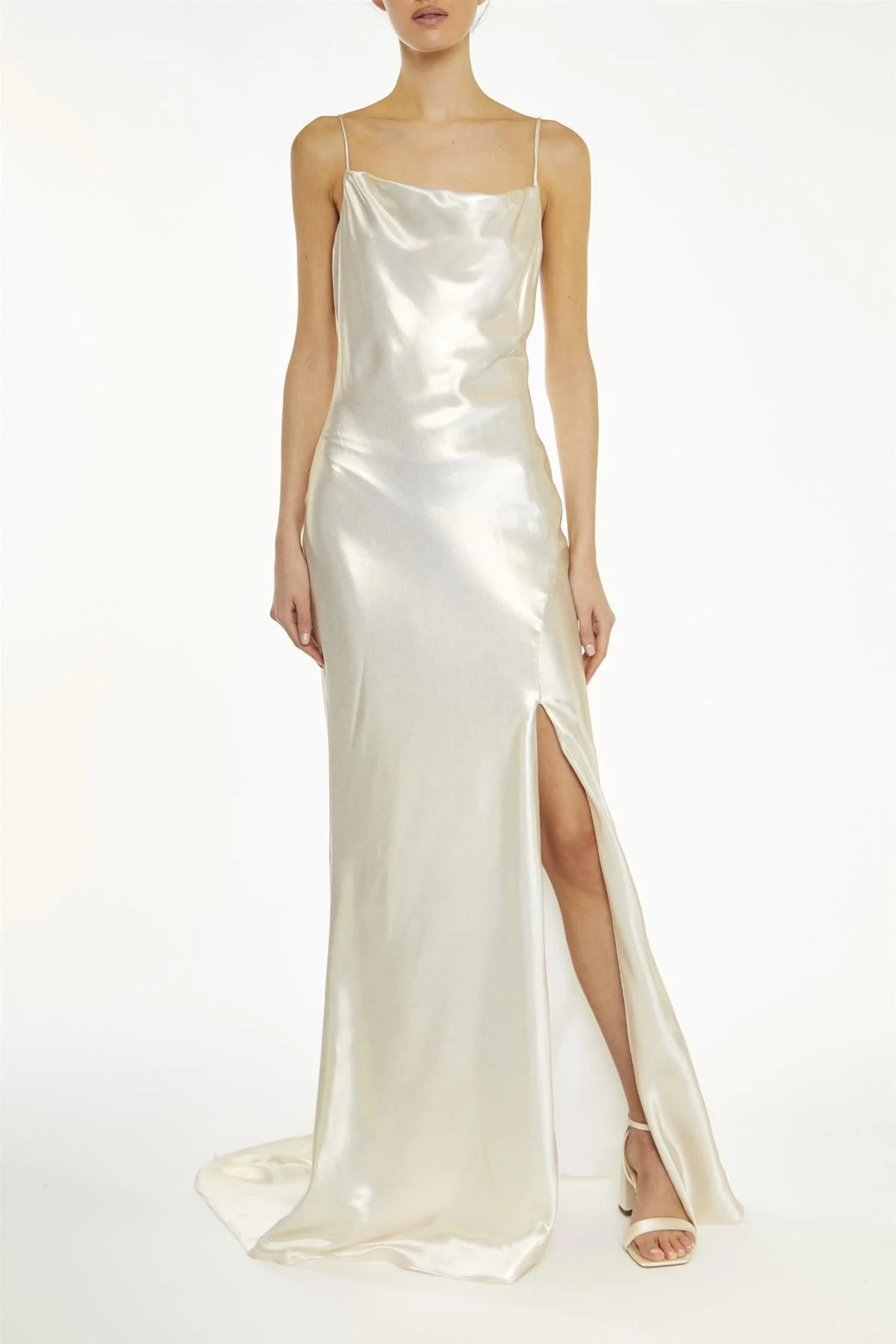 True Decadence White-Metallic Pippa Cowl-Neck Slip Dress - Image 3