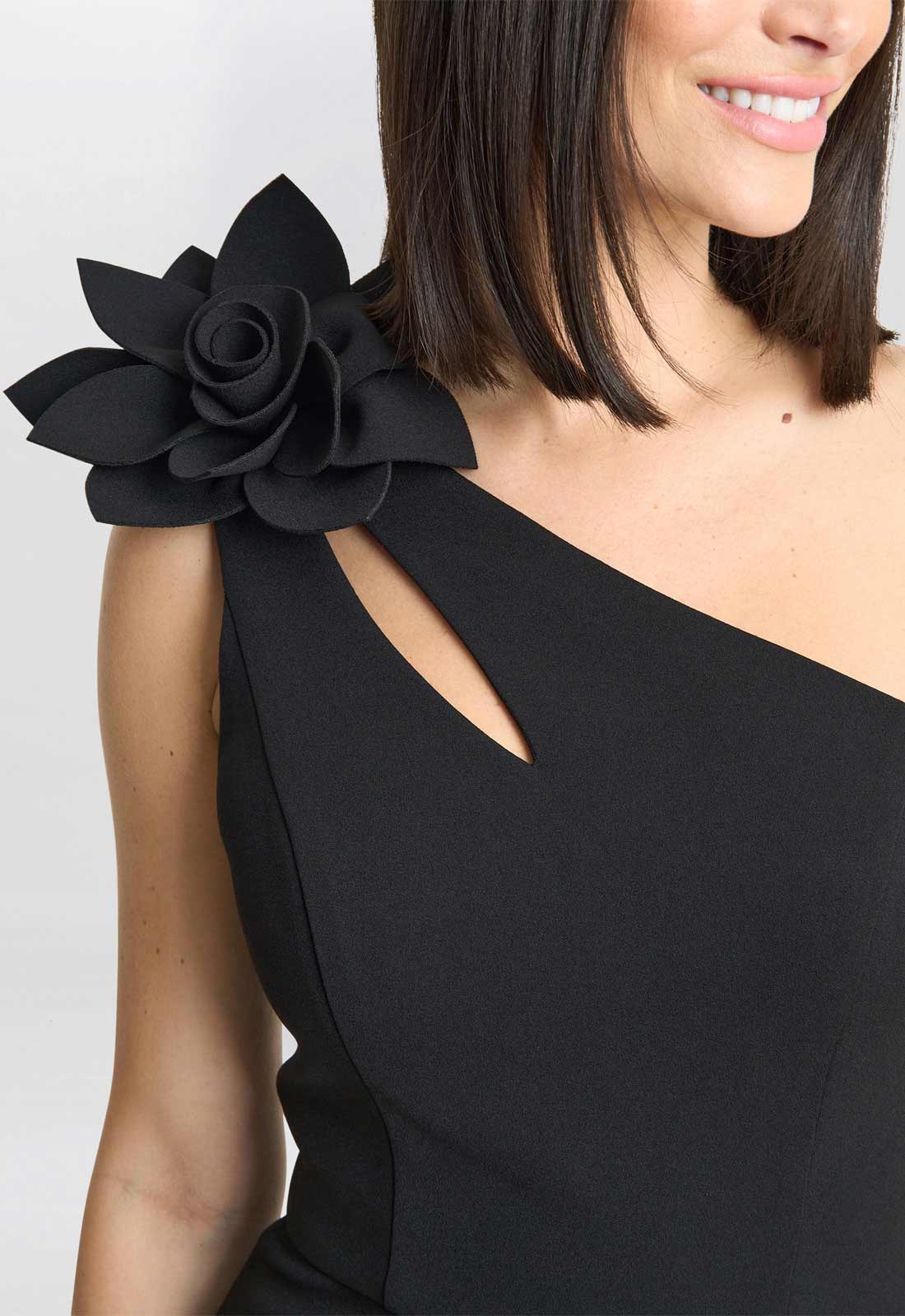 Gina Bacconi Black Portia One Shoulder Flower Maxi Dress - Image 2