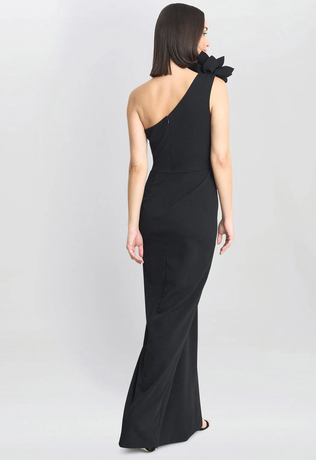 Gina Bacconi Black Portia One Shoulder Flower Maxi Dress - Image 3