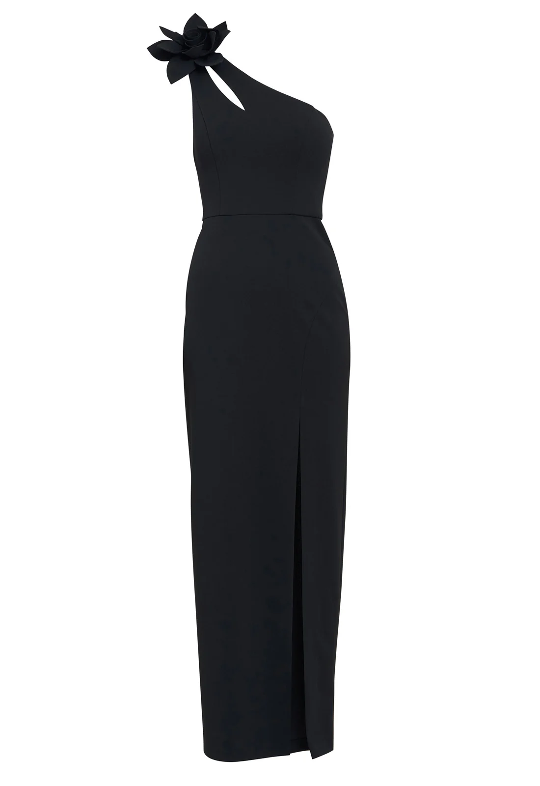 Gina Bacconi Black Portia One Shoulder Flower Maxi Dress - Image 5