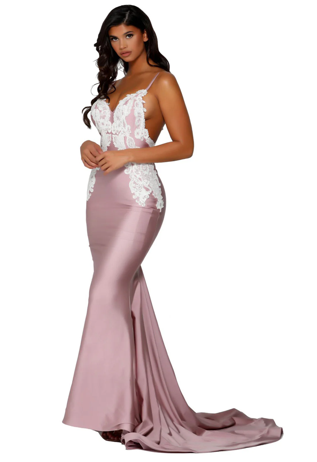 Portia & Scarlett Pink Lace PS6303 Maxi Dress - Image 2