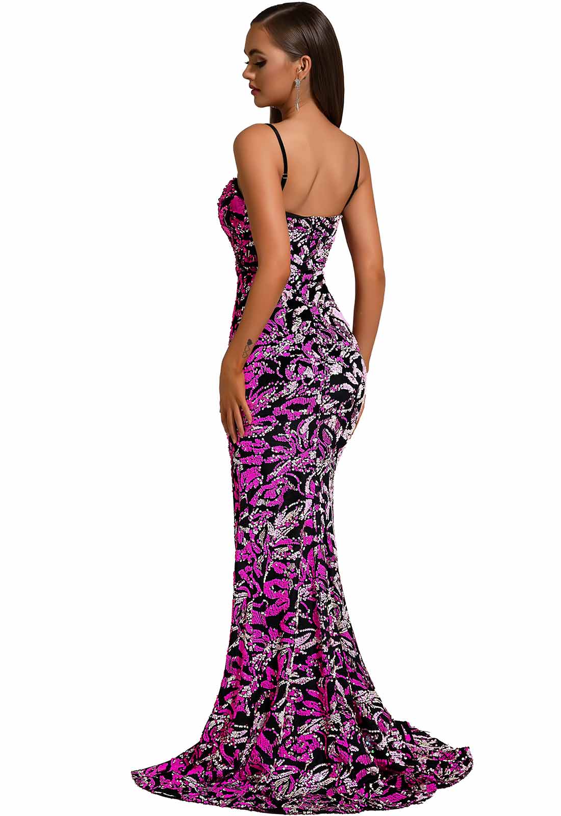 Portia & Scarlett Pink Tropical Long Party Dress - Image 3