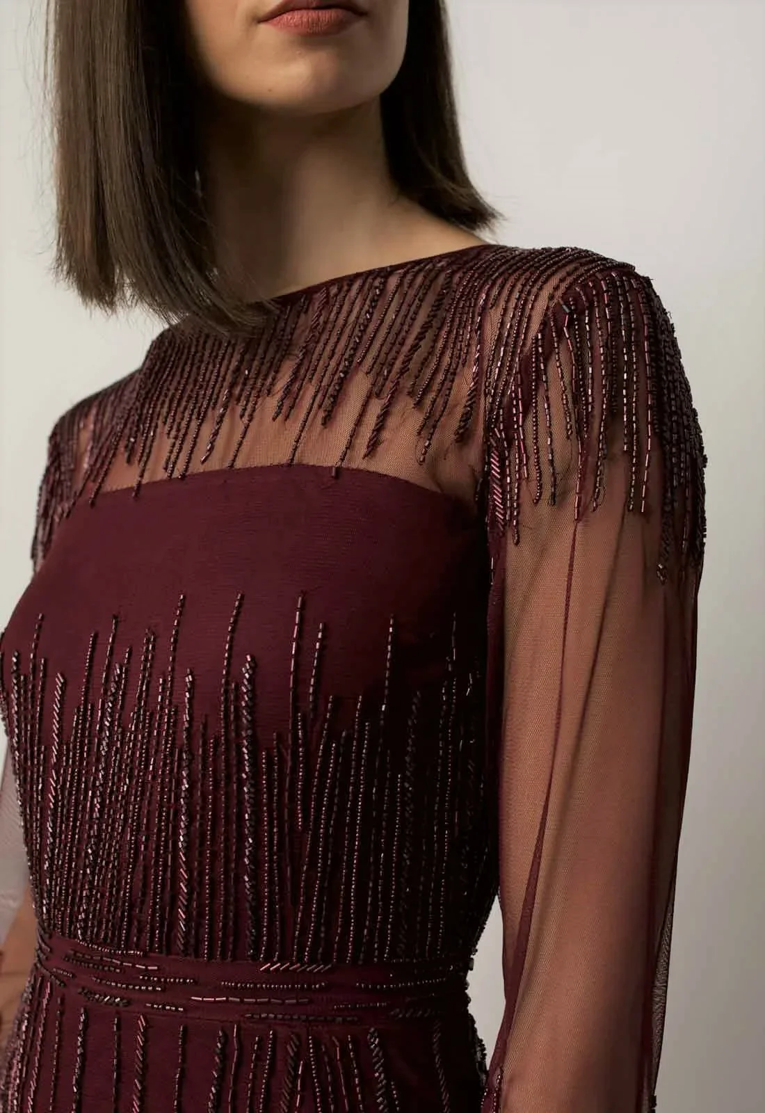Raishma Burgundy Laurel Evening Dress - Image 4