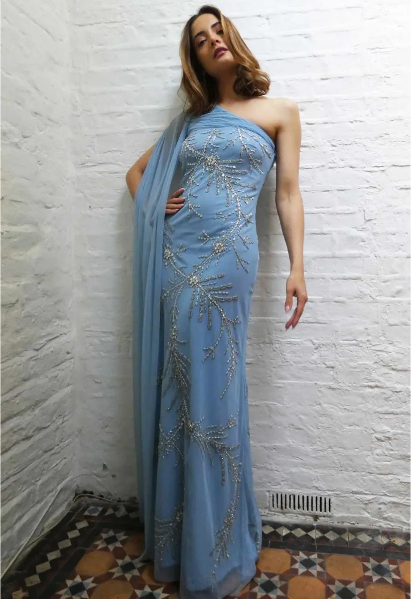 Raishma Couture Blue Sabrina Embellished Maxi Dress - Image 10