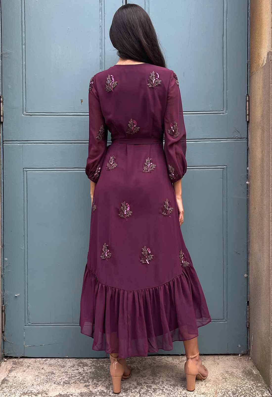 Raishma Couture Burgundy Ali Wrap Dress - Image 2