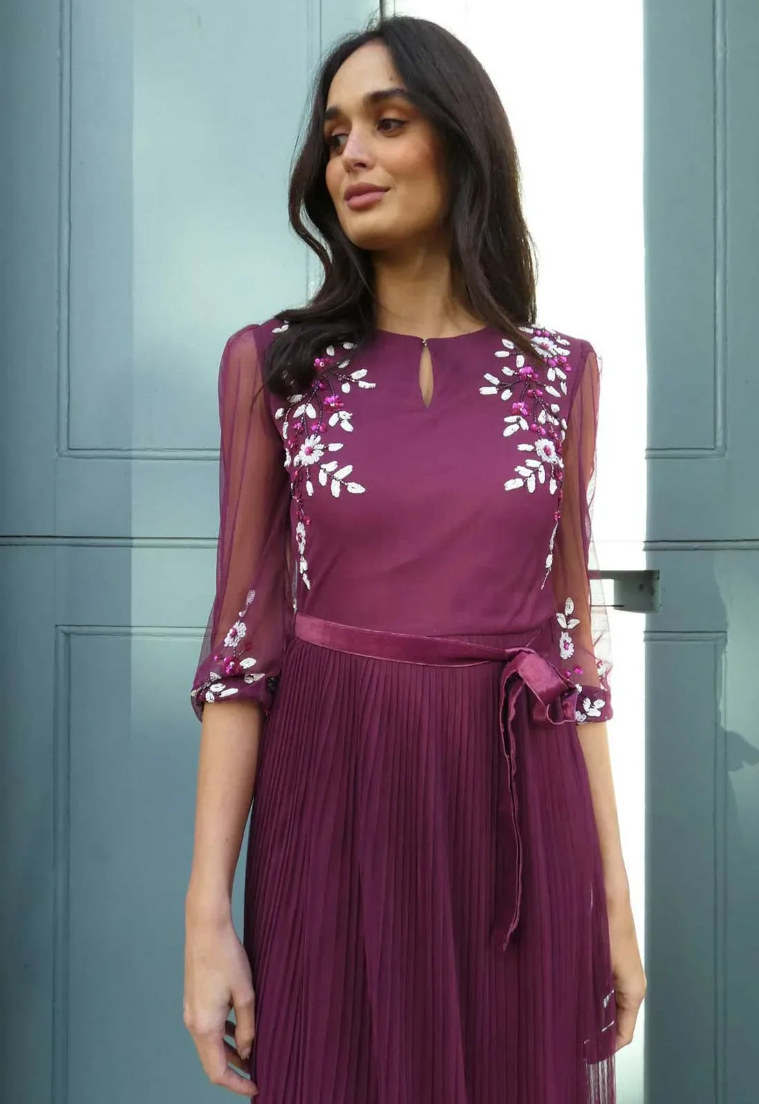Raishma Couture Burgundy Polina Sequin Dress - Image 3