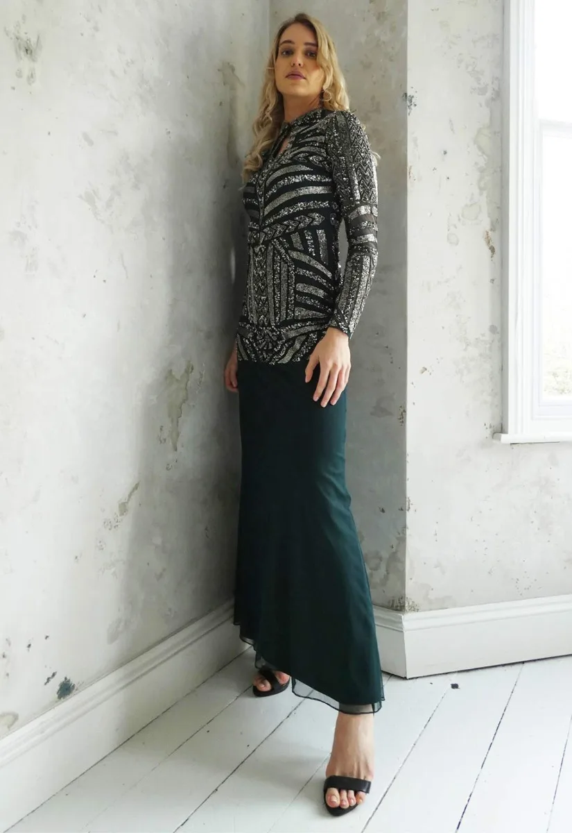 Raishma Couture Green Maeve Embellished Maxi Dress - Image 7