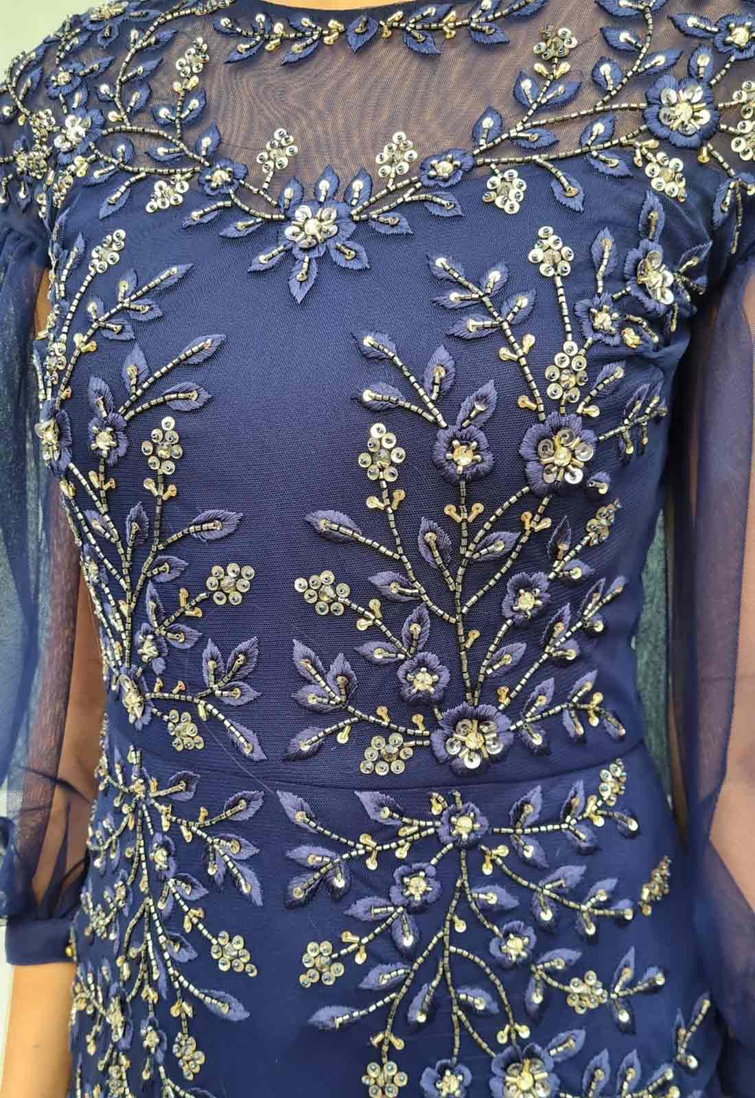 Raishma Couture Navy Kiah Embellished Maxi Dress - Image 3