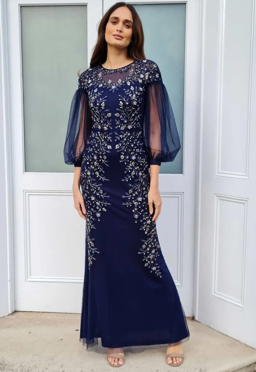 Raishma Couture Navy Kiah Embellished Maxi Dress - Image 8