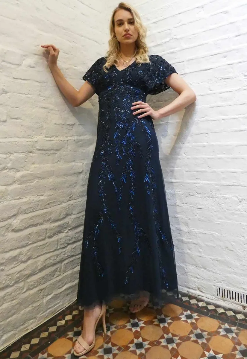Raishma Couture Navy Serenity Embellished Maxi Dress - Image 8
