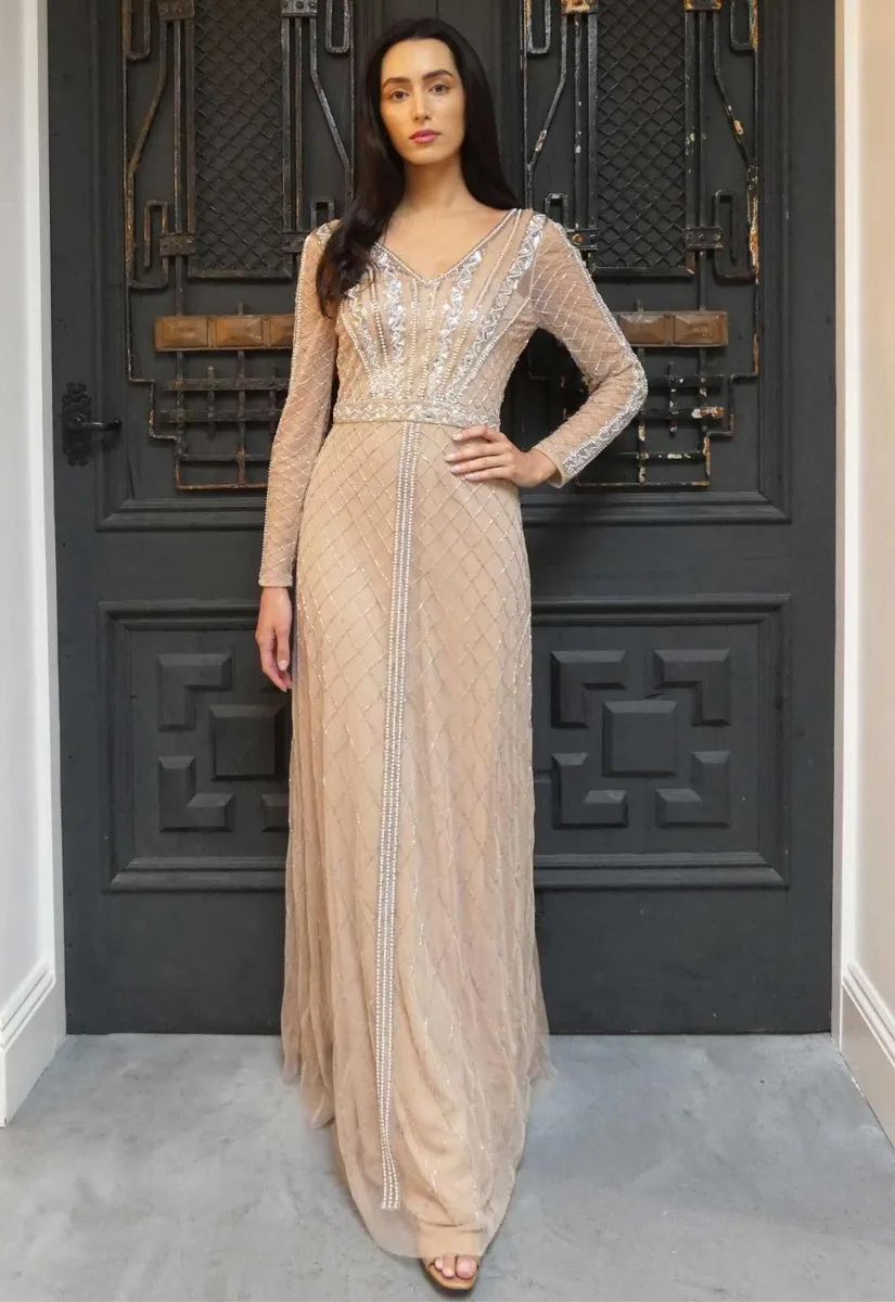Raishma Couture Nude Liliane Embellished Maxi Dress - Image 10
