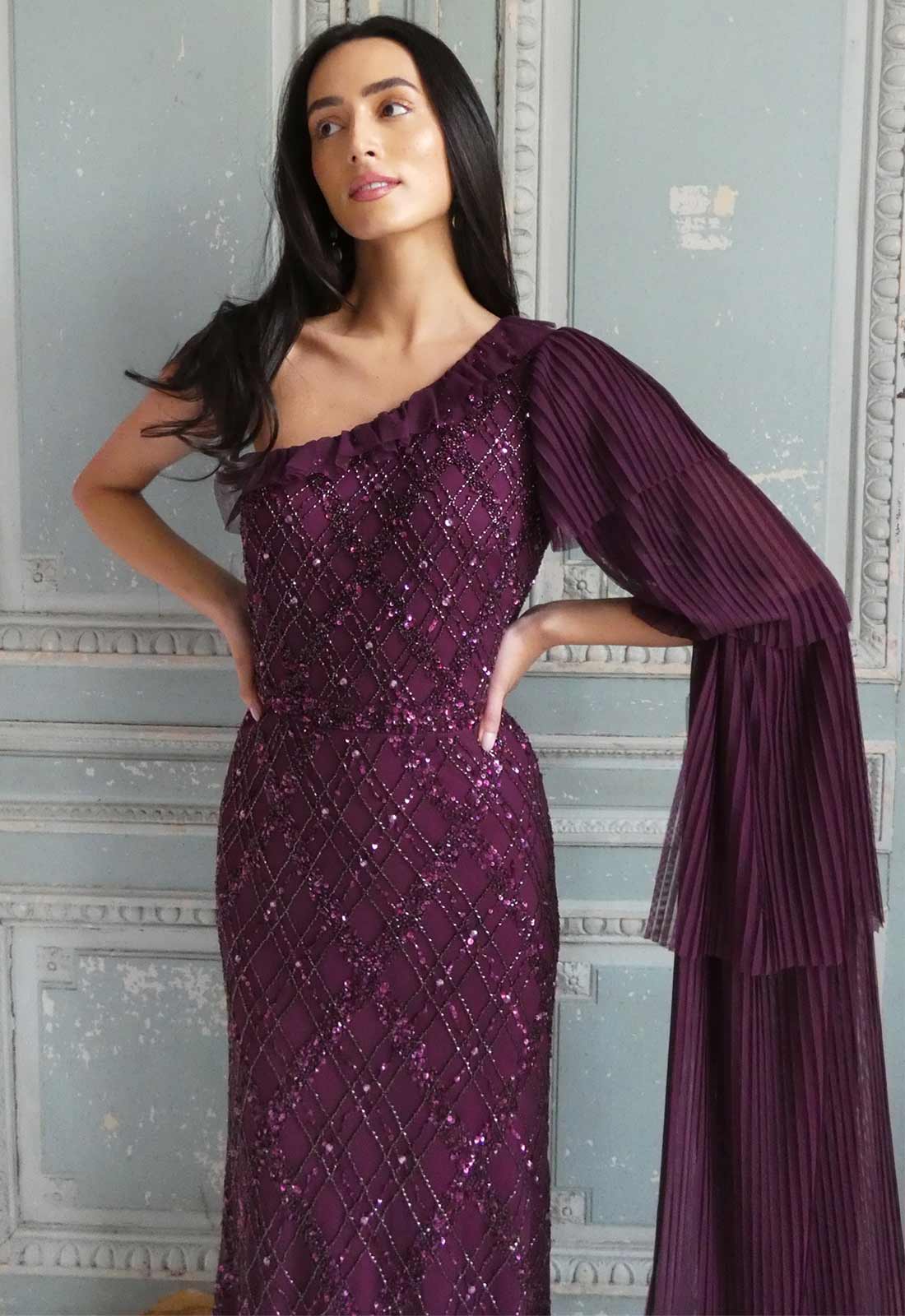 Raishma Couture Purple Leilani Embellished Maxi Dress - Image 2