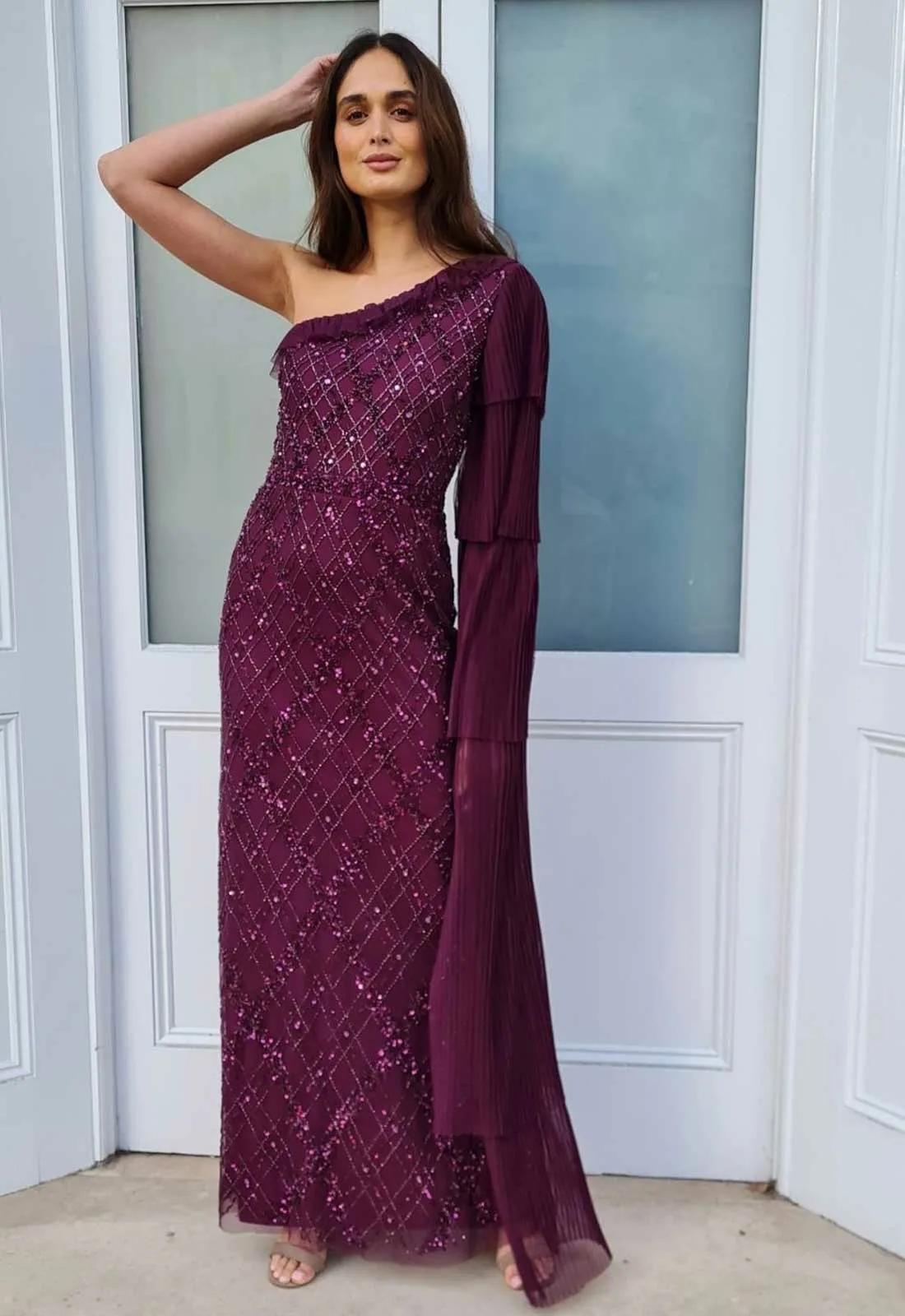 Raishma Couture Purple Leilani Embellished Maxi Dress - Image 3