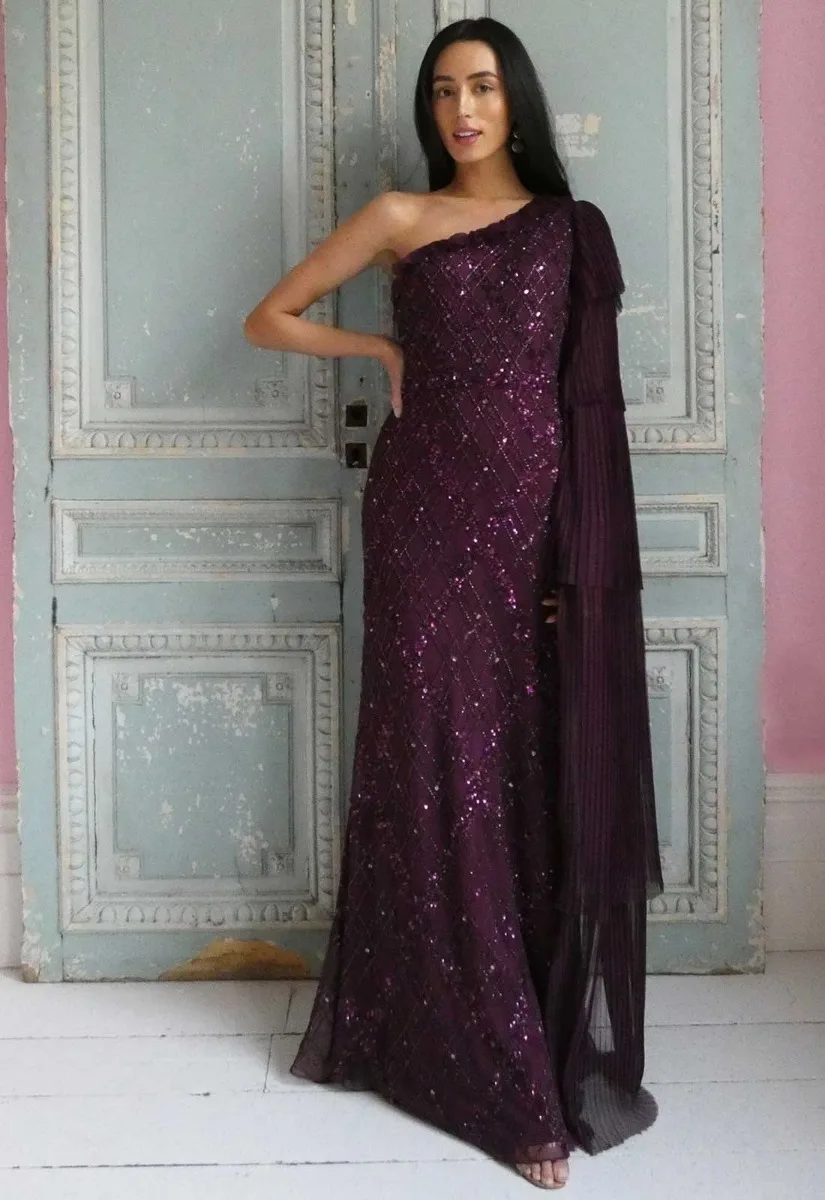 Raishma Couture Purple Leilani Embellished Maxi Dress - Image 9