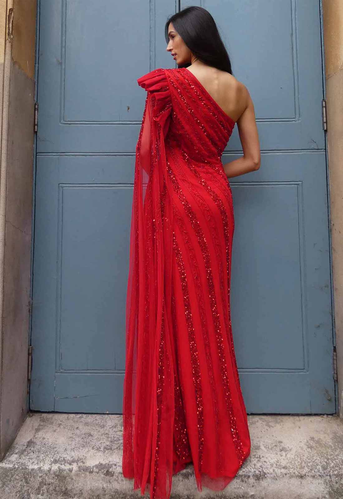 Raishma Couture Red Blosoom Maxi Dress - Image 2