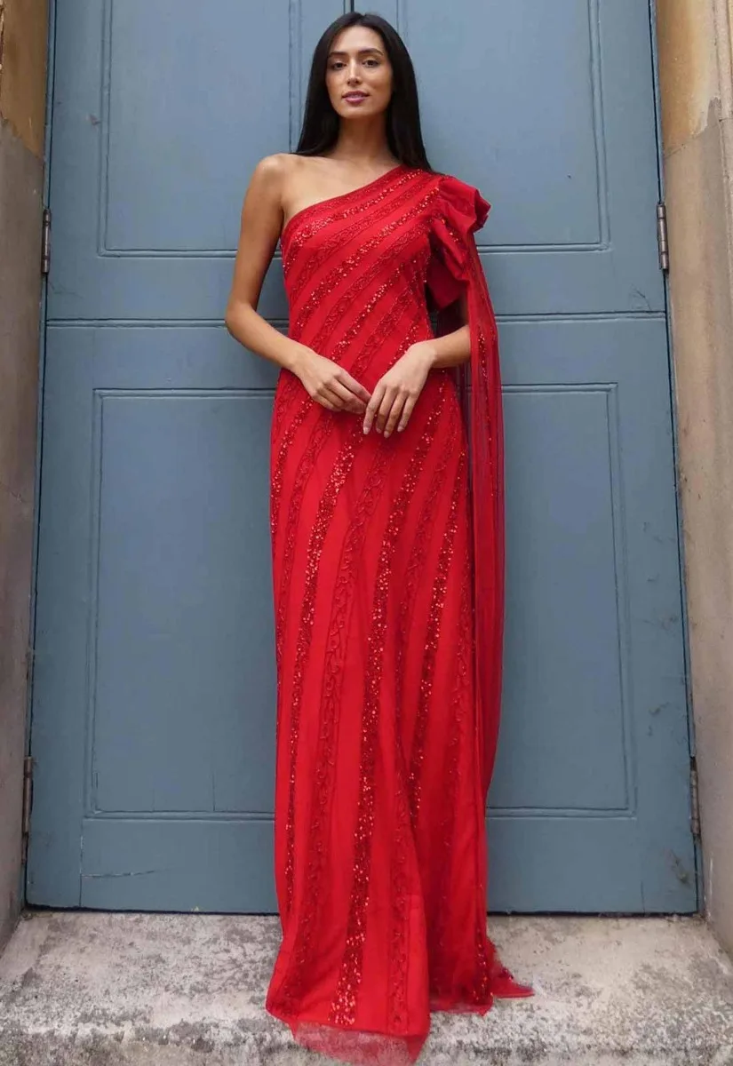 Raishma Couture Red Blosoom Maxi Dress - Image 5