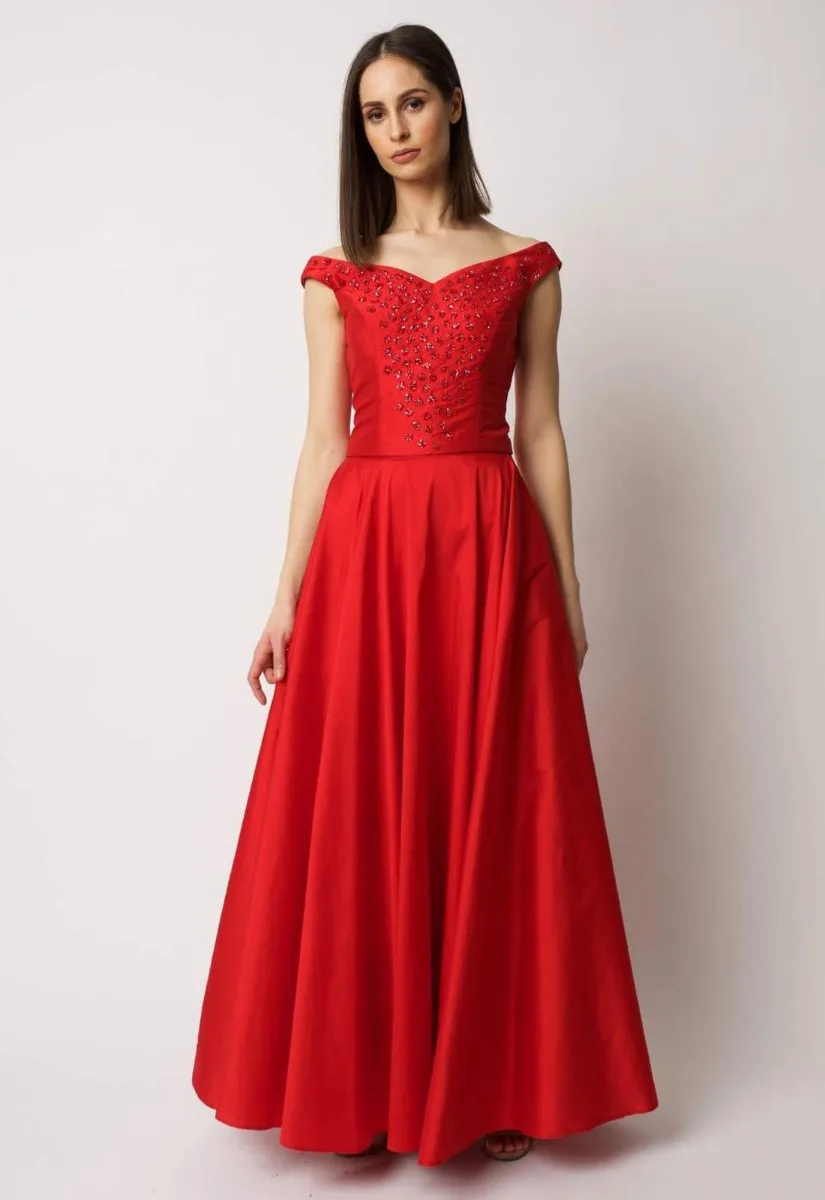 Raishma Couture Red Taffeta Skirt - Image 7