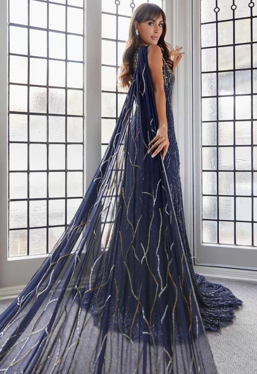 Raishma Mila Navy One Shoulder Maxi Dress - Image 10