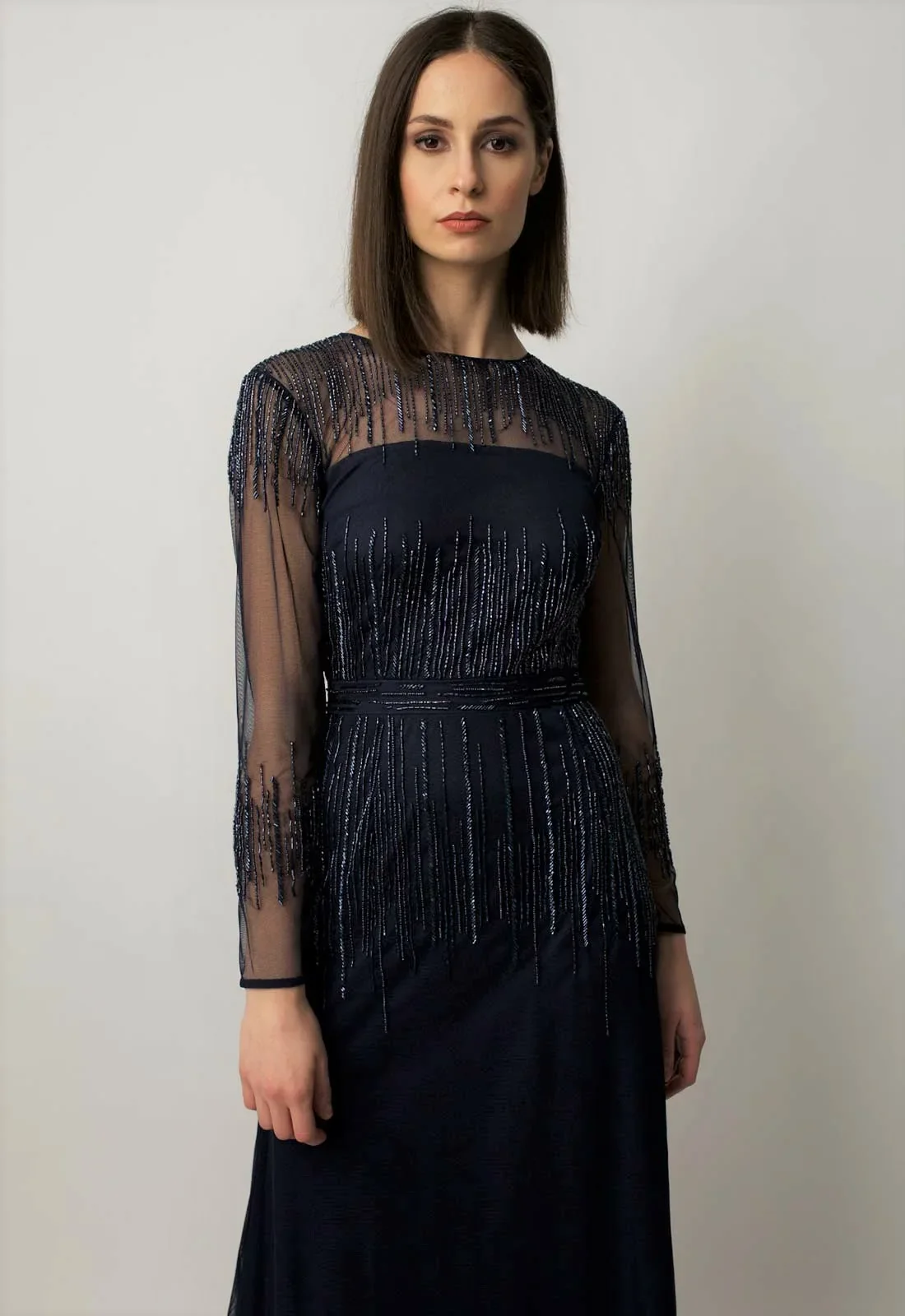 Raishma Navy Laurel Beaded Maxi Dress - Image 3