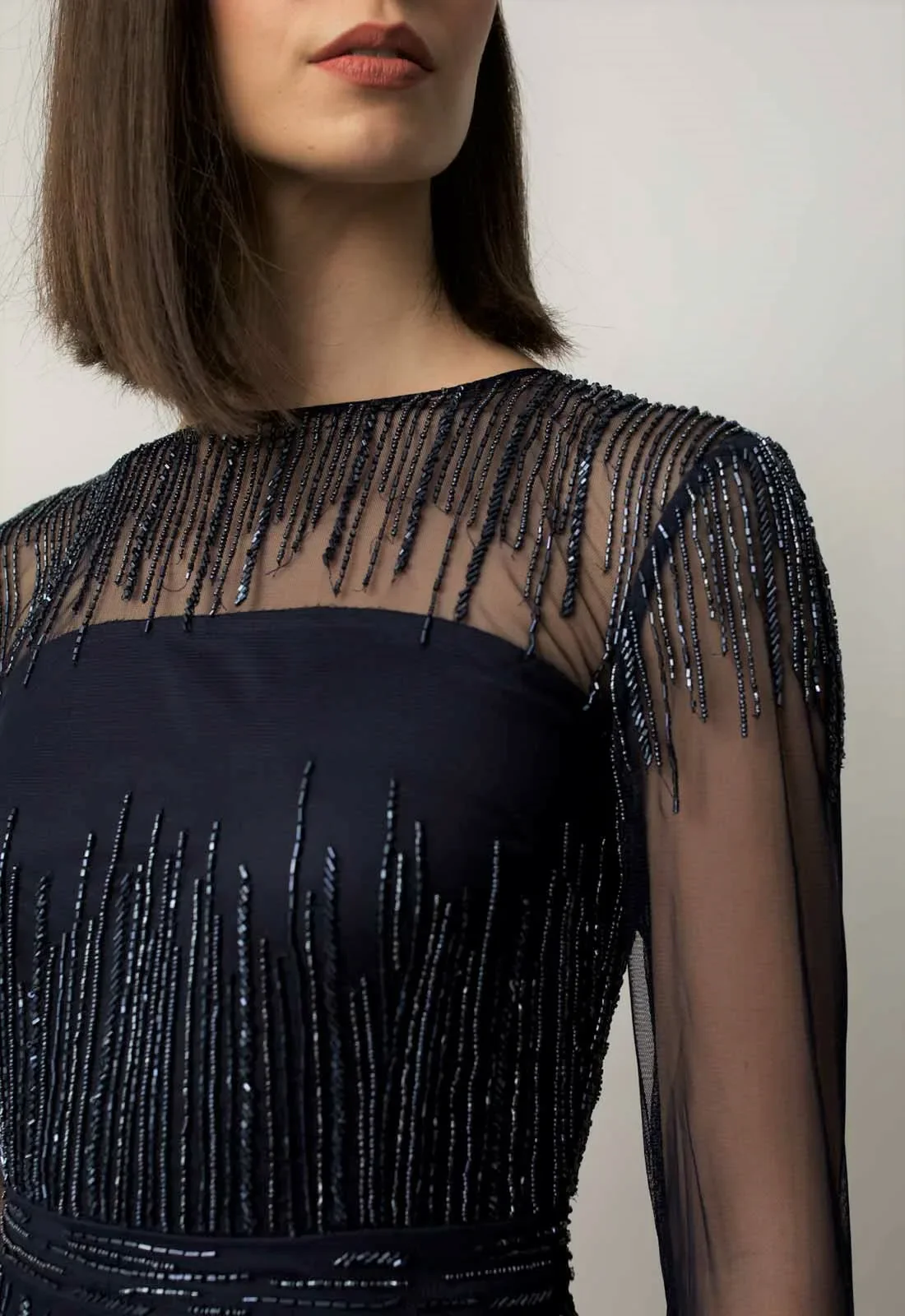 Raishma Navy Laurel Beaded Maxi Dress - Image 4
