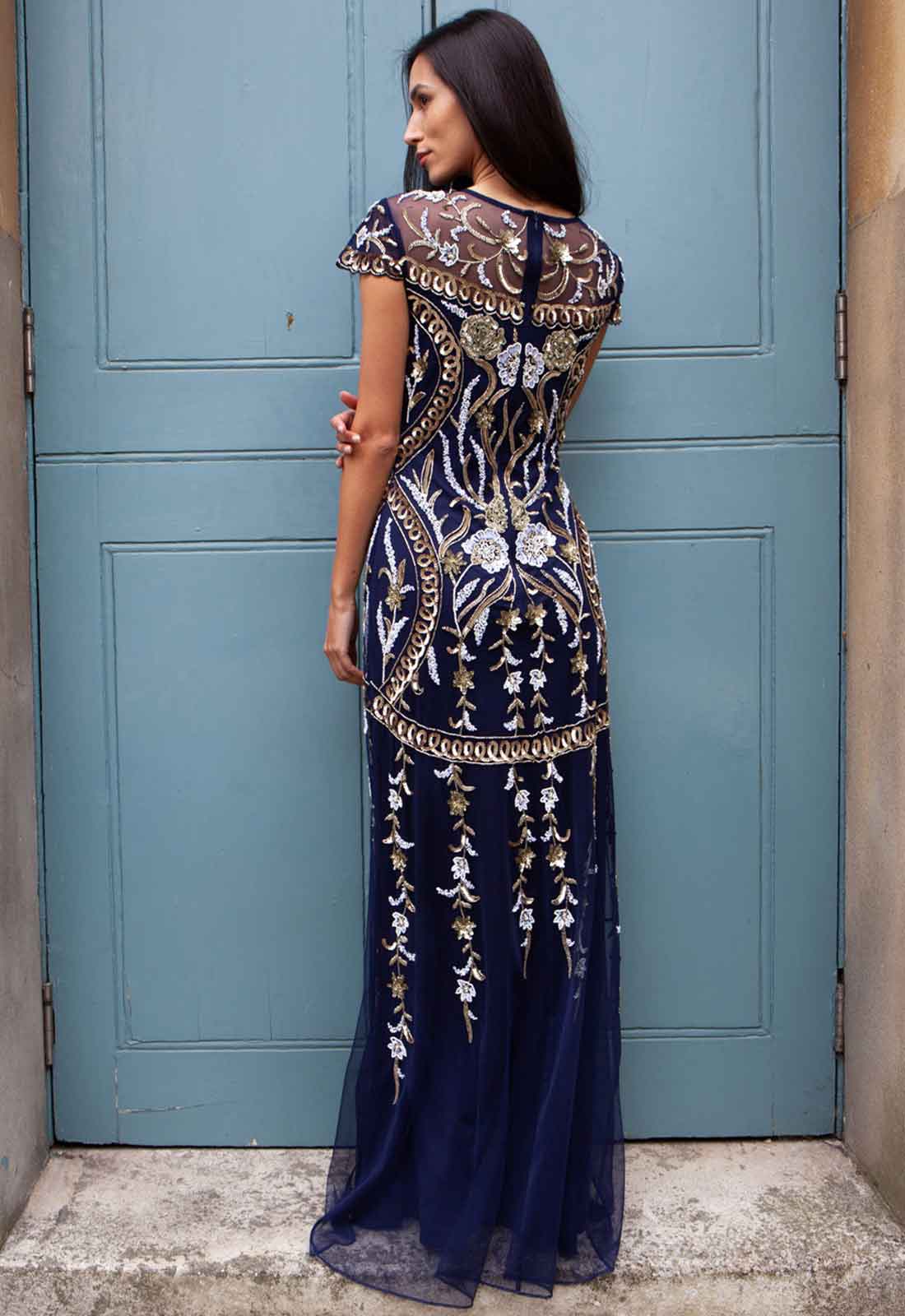 Raishma Navy Maris Embellished Maxi Dress - Image 3
