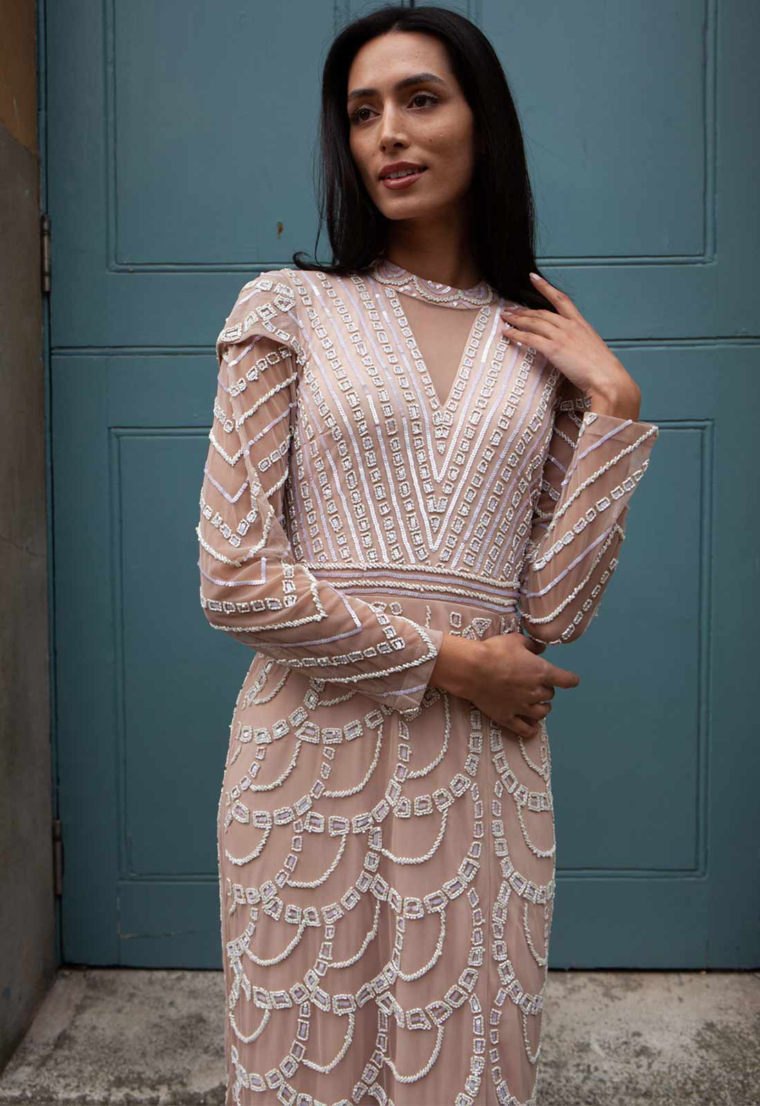 Raishma Nude Casey Embellished Maxi Dress - Image 2