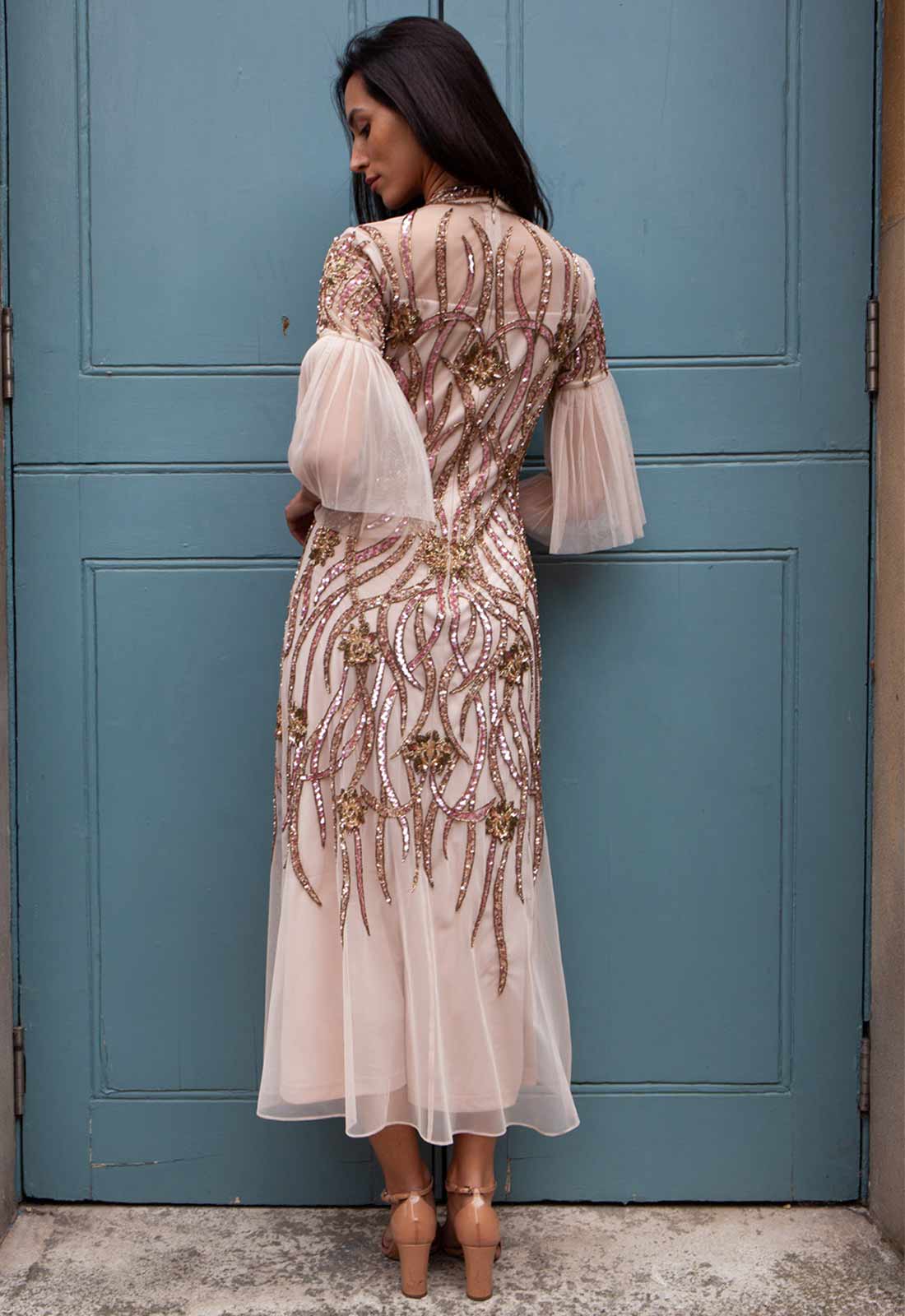 Raishma Nude Fern Embellished Maxi Dress - Image 3
