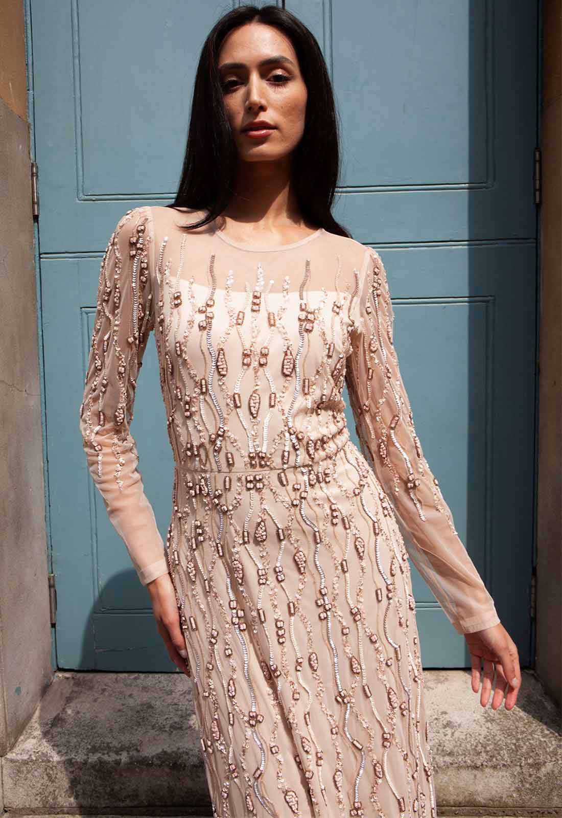 Raishma Nude Sahara Embellished Maxi Dress - Image 2