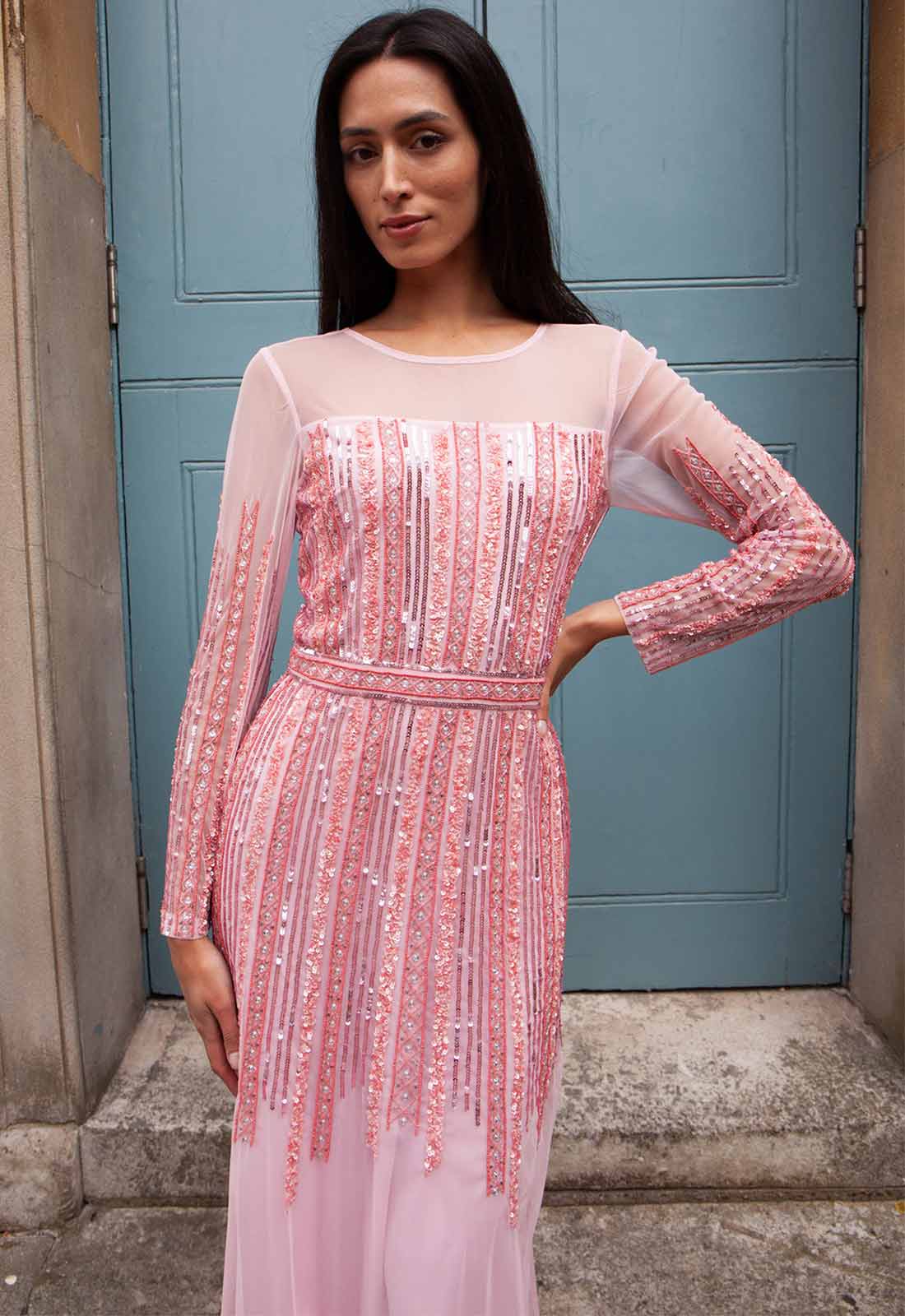 Raishma Pale Pink Alaina Embellished Maxi Dress - Image 2