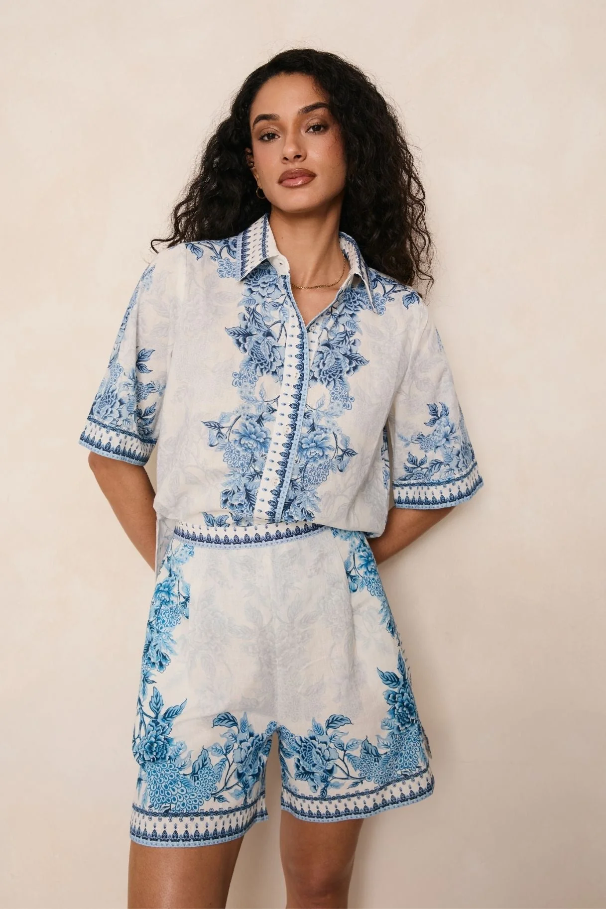 Raishma Studio Blue White Ethel Shorts - Image 2