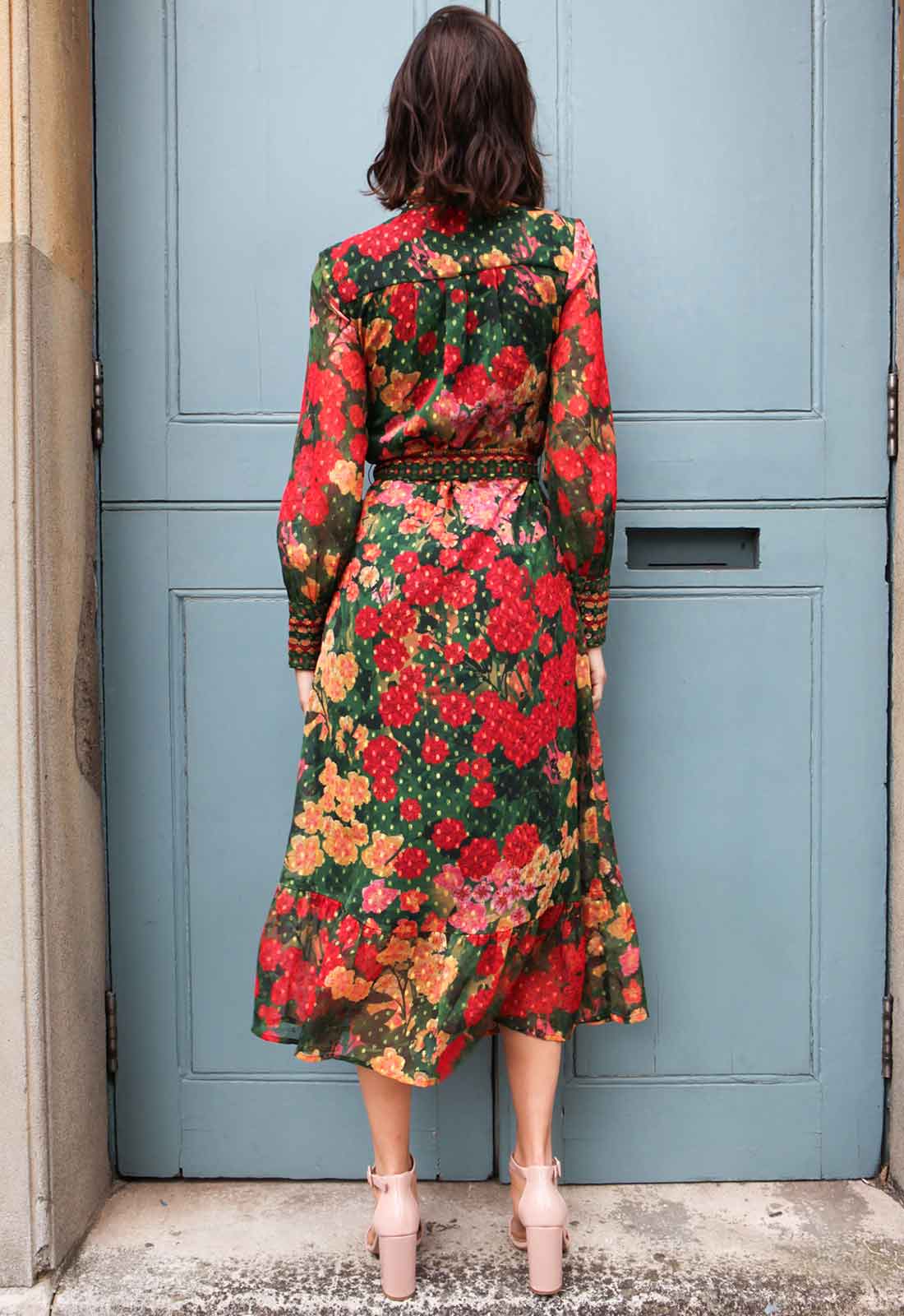Raishma Studio Green Olive Print Dress - Image 2