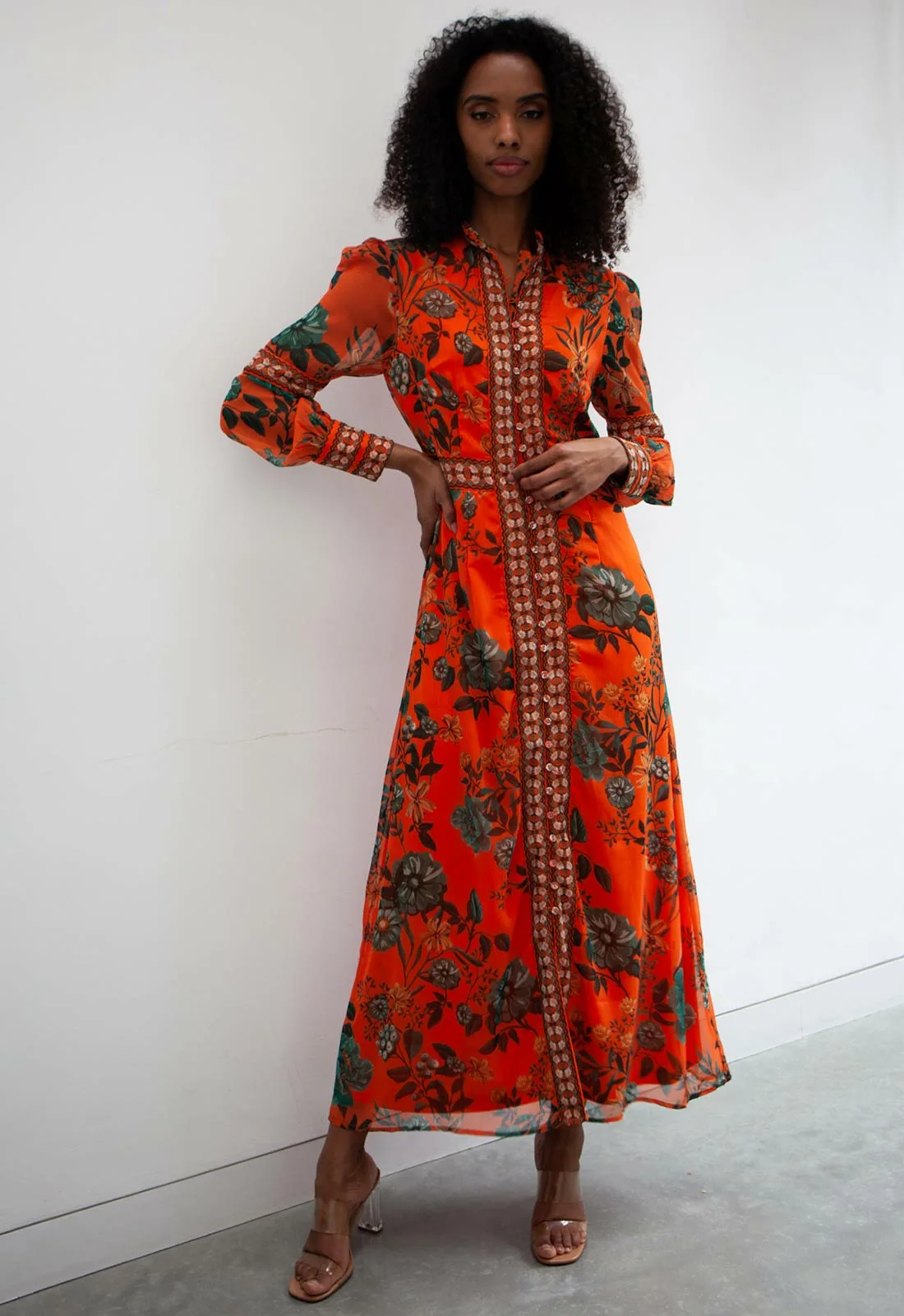 Raishma Studio Orange Aspen Floral Maxi Dress