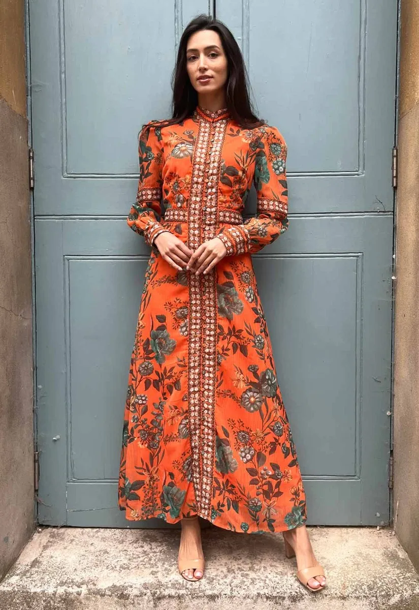 Raishma Studio Orange Aspen Floral Maxi Dress - Image 10