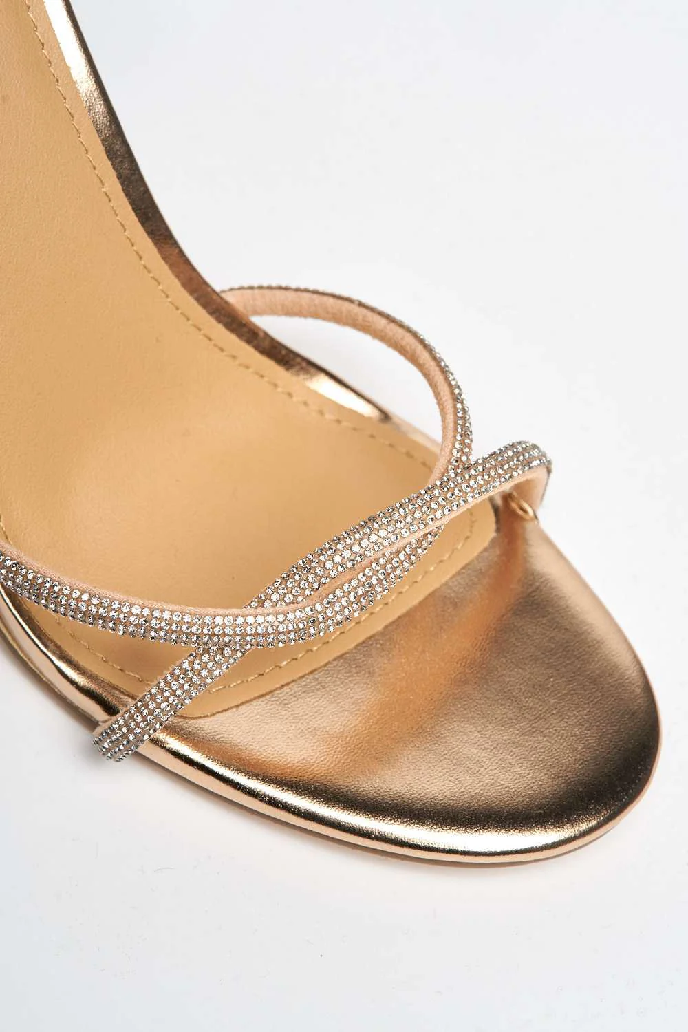 Miss Diva Gold Rayah Diamante Embellished Block Heel Sandals - Image 6