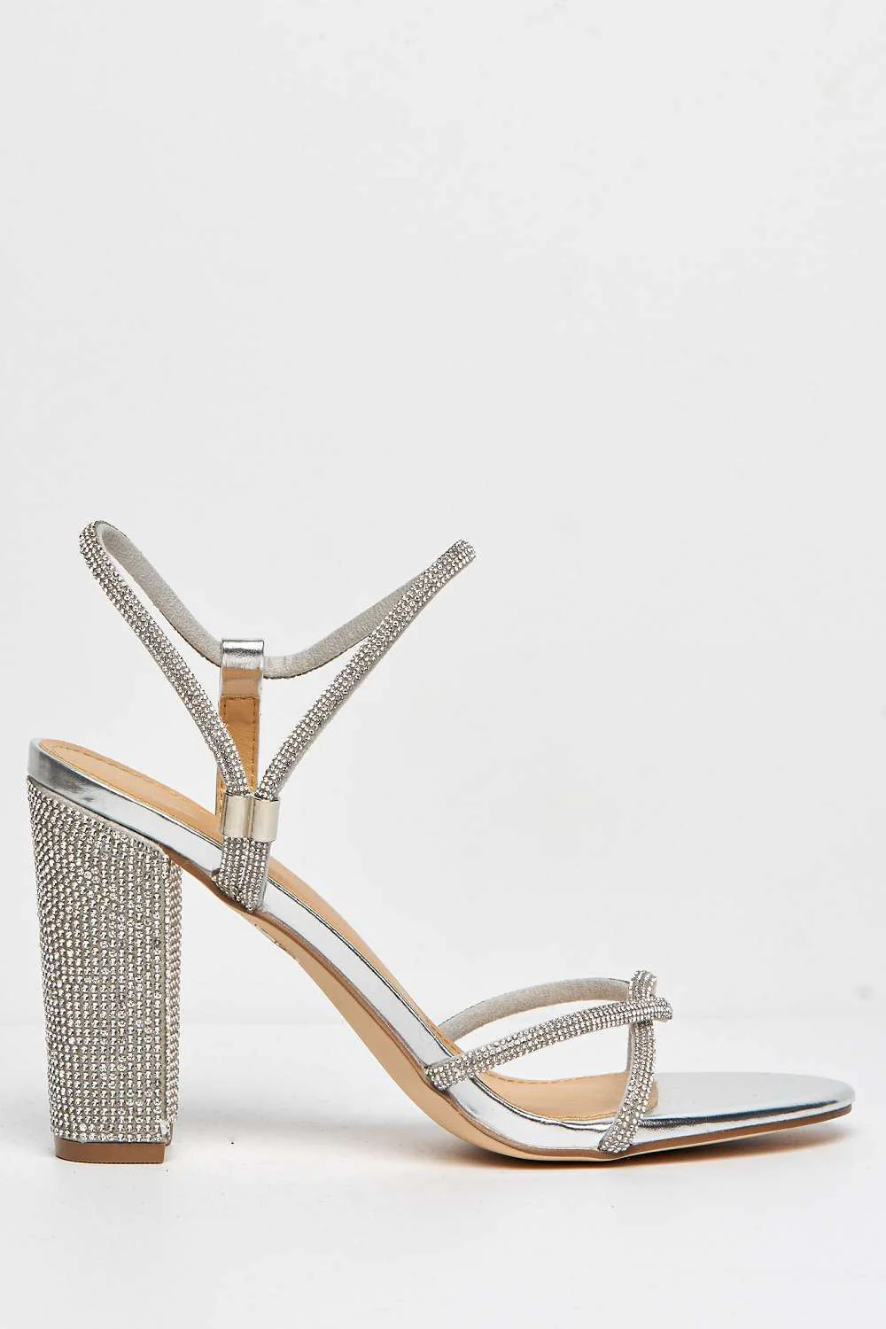 Miss Diva Silver Rayah Diamante Sandals - Image 5