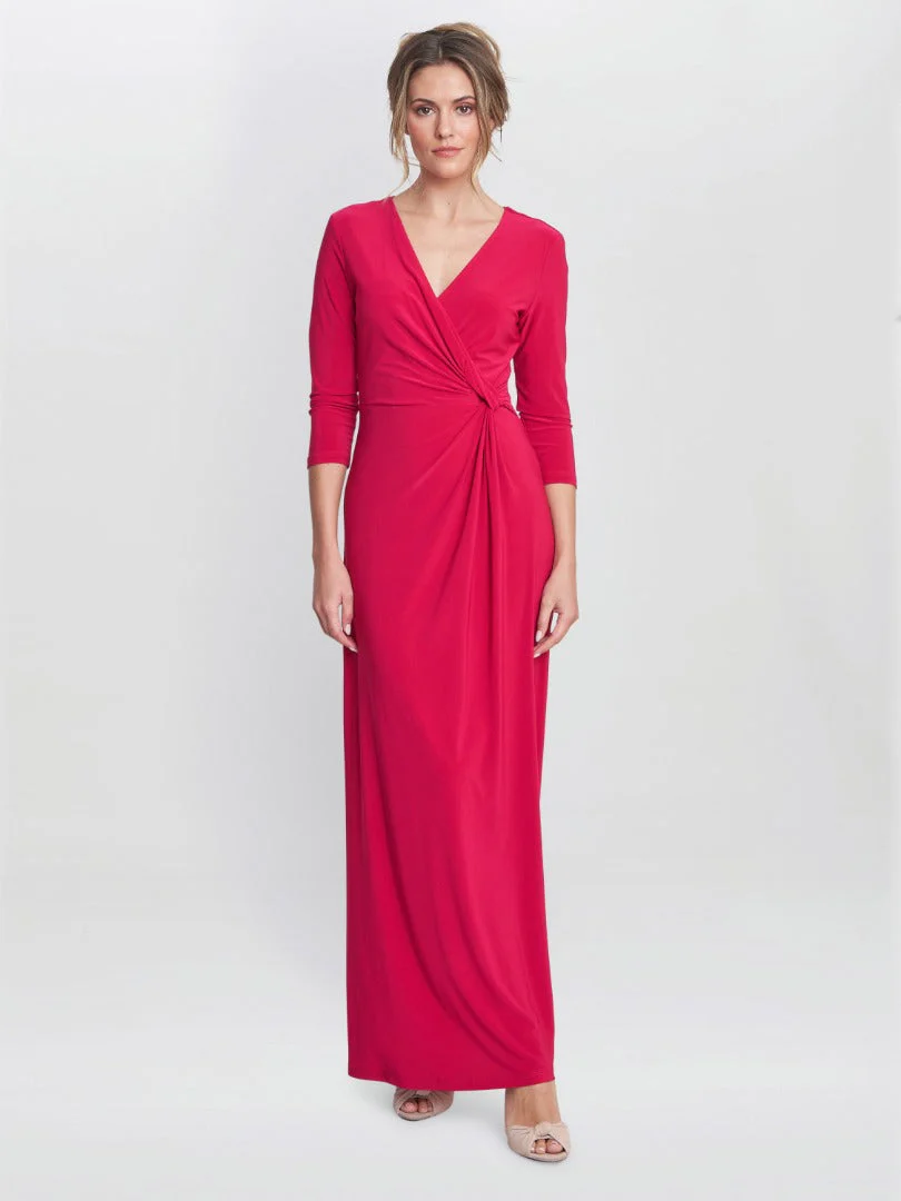 Gina Bacconi Red Celine Jersey Wrap Maxi Dress - Image 2