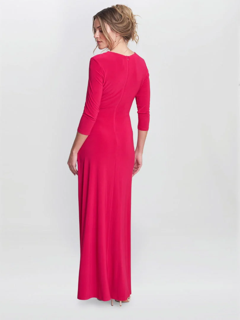 Gina Bacconi Red Celine Jersey Wrap Maxi Dress - Image 3