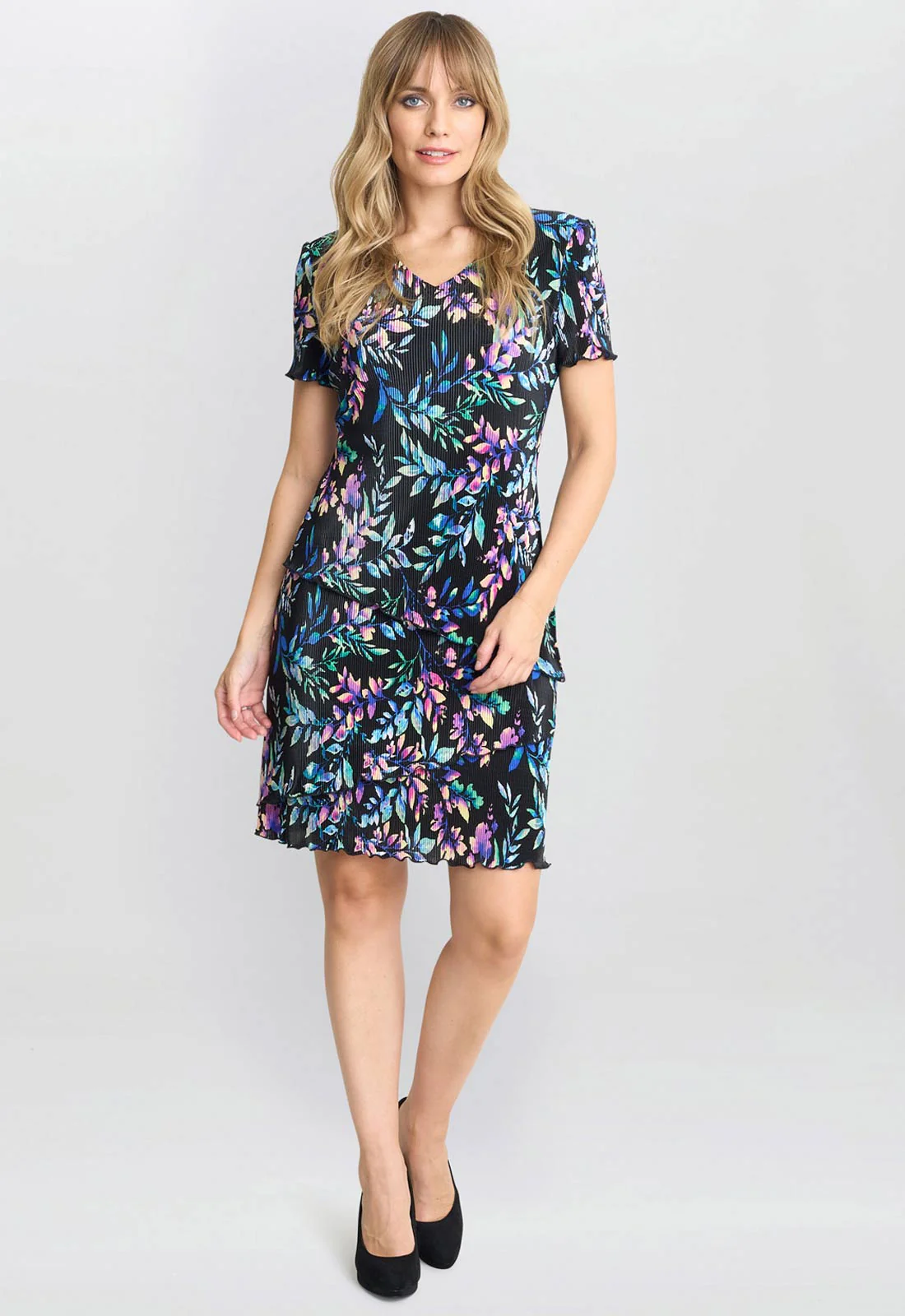Gina Bacconi Blue Rowan Plisse Tiered Dress - Image 2