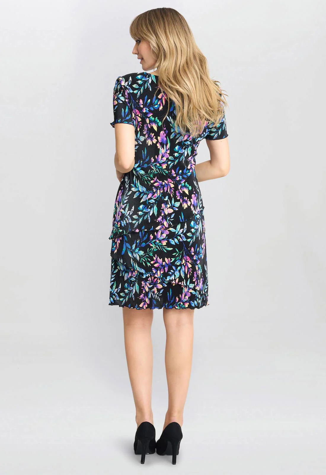 Gina Bacconi Blue Rowan Plisse Tiered Dress - Image 5