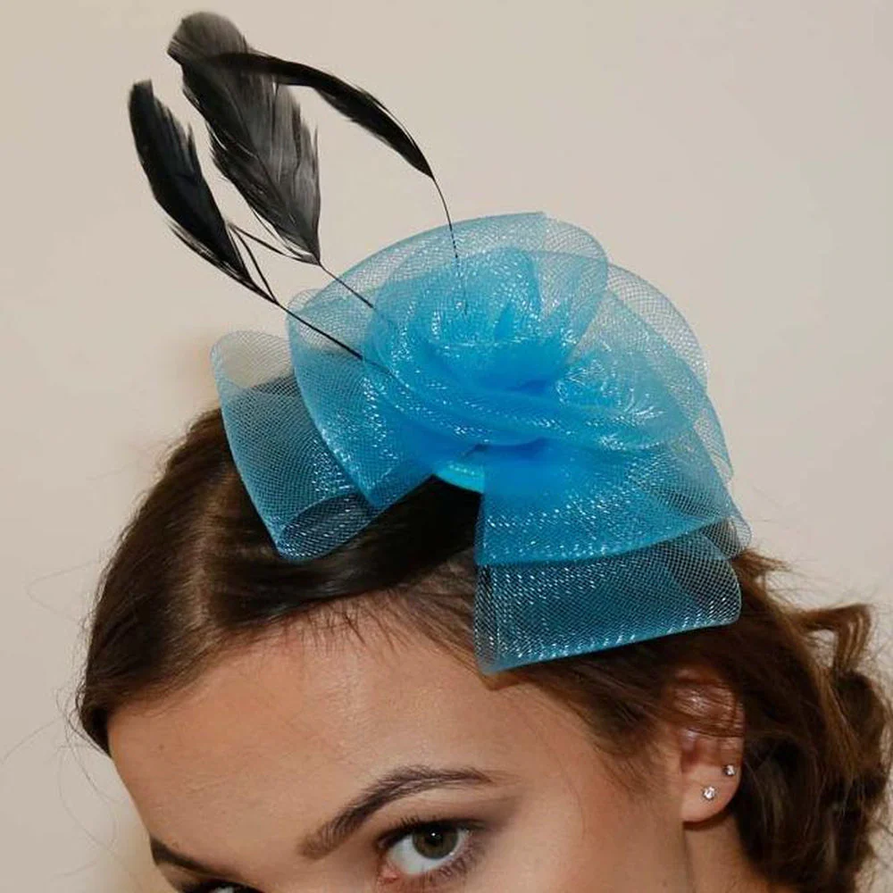 Ruby Rocks Perla Fascinator - Blue - Image 3