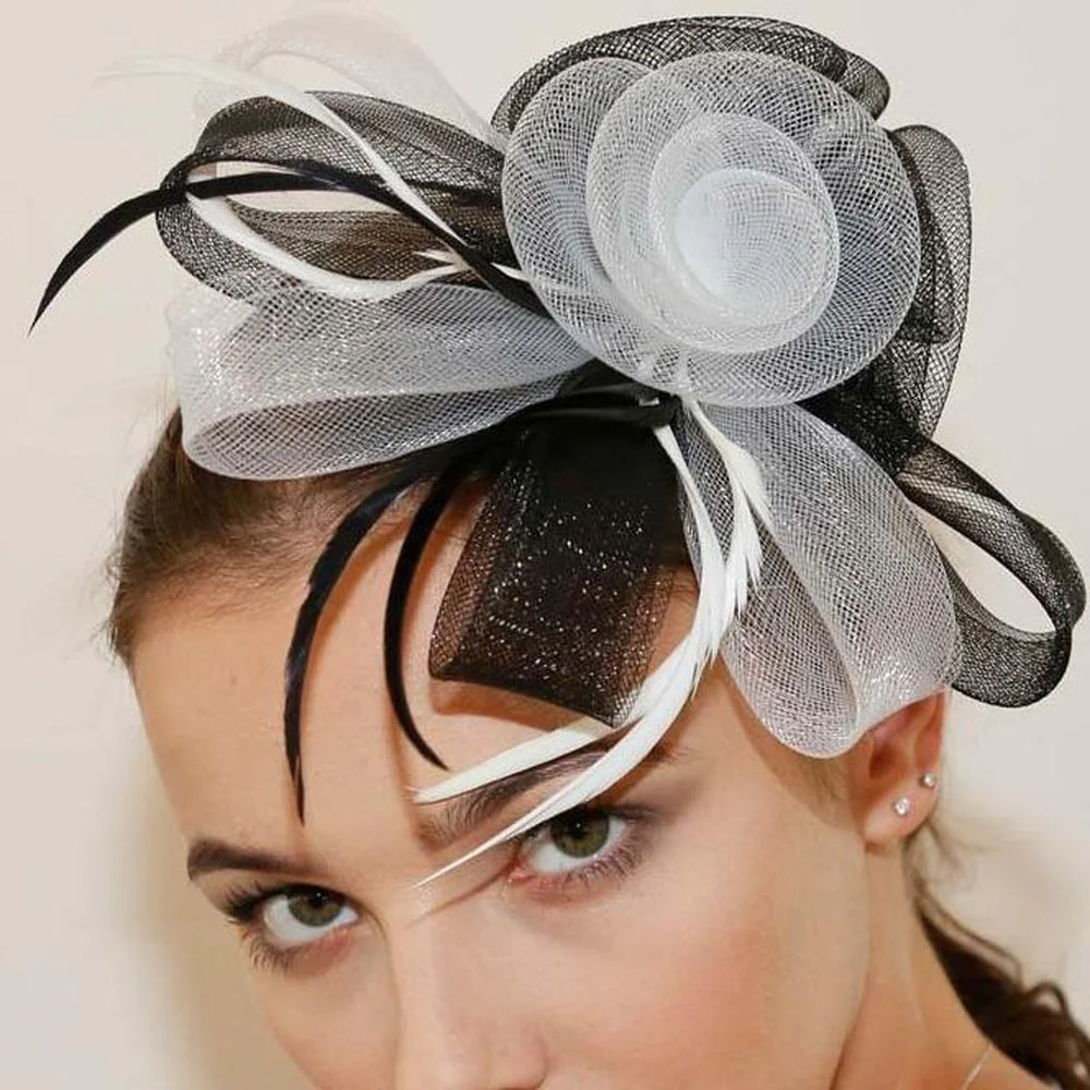 Ruby Rocks Sancha Fascinator - Black/White - Image 3