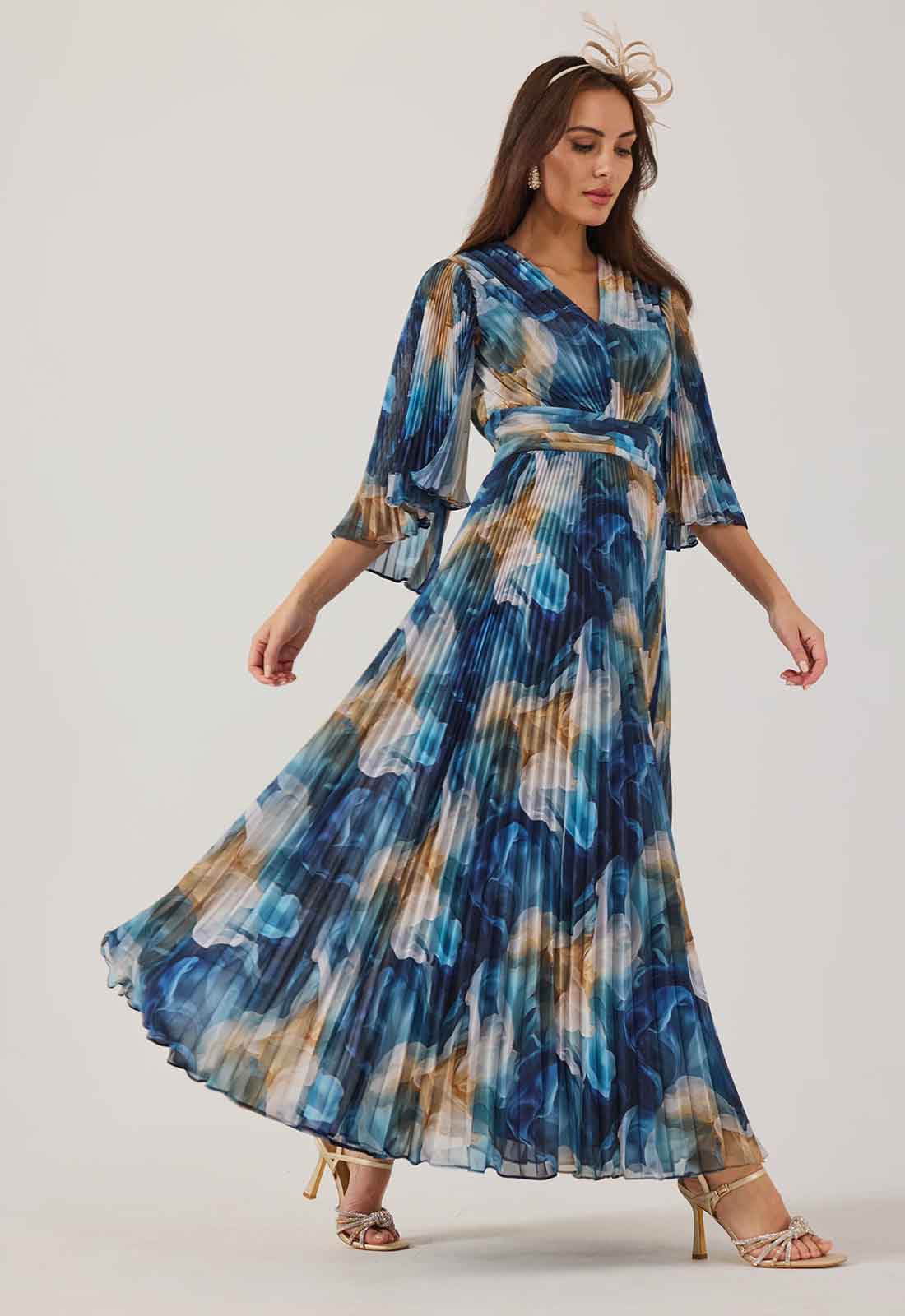 Samantha Jane Blue Print Alice Cocktail Dress - Image 3