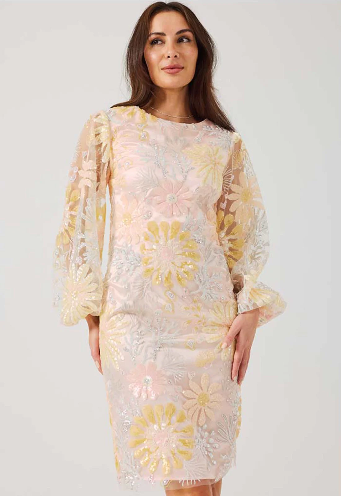 Samantha Jane Blush Lemon Miranda Cocktail Dress - Image 4
