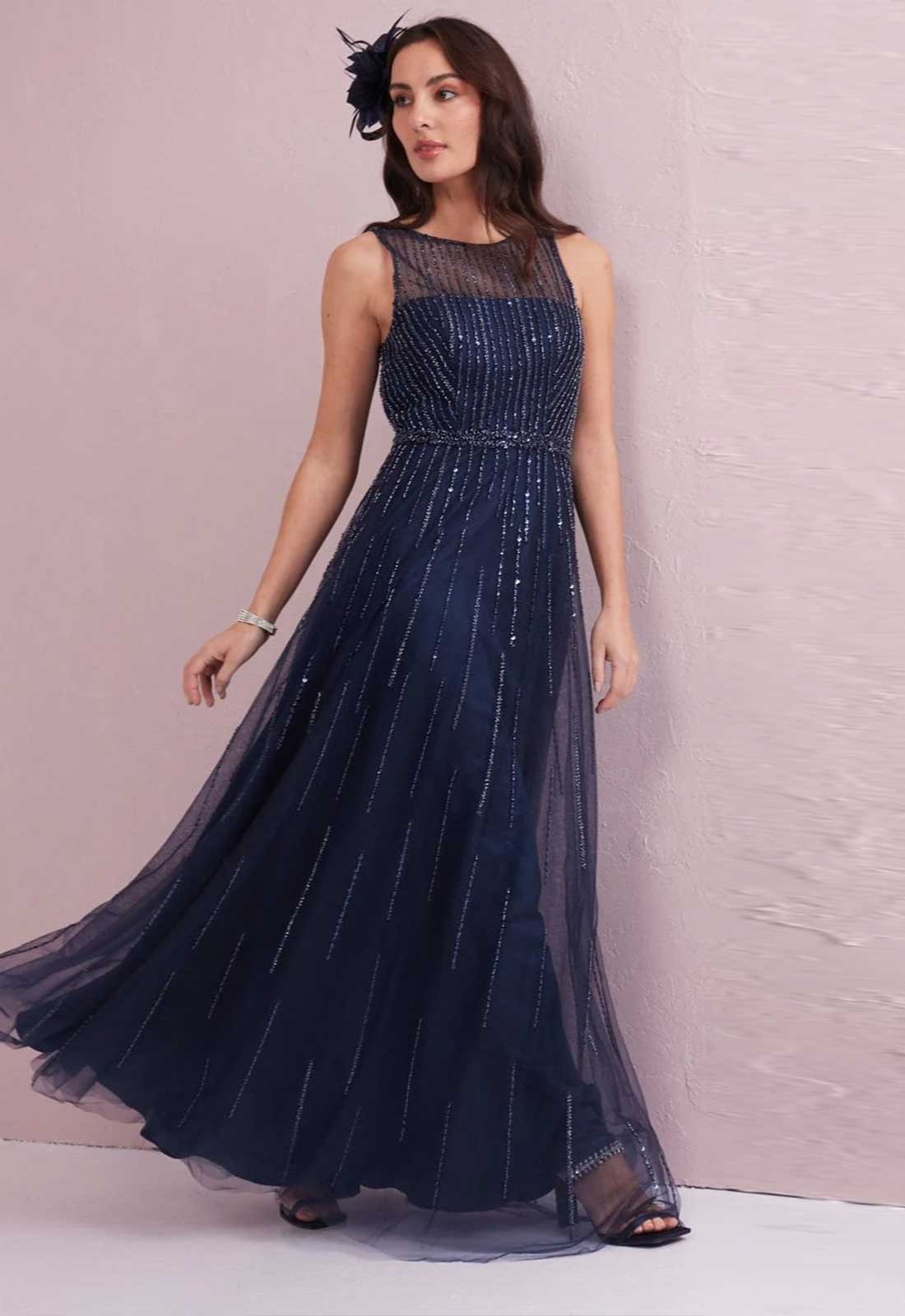 Samantha Jane Navy Angel Maxi Dress - Image 2