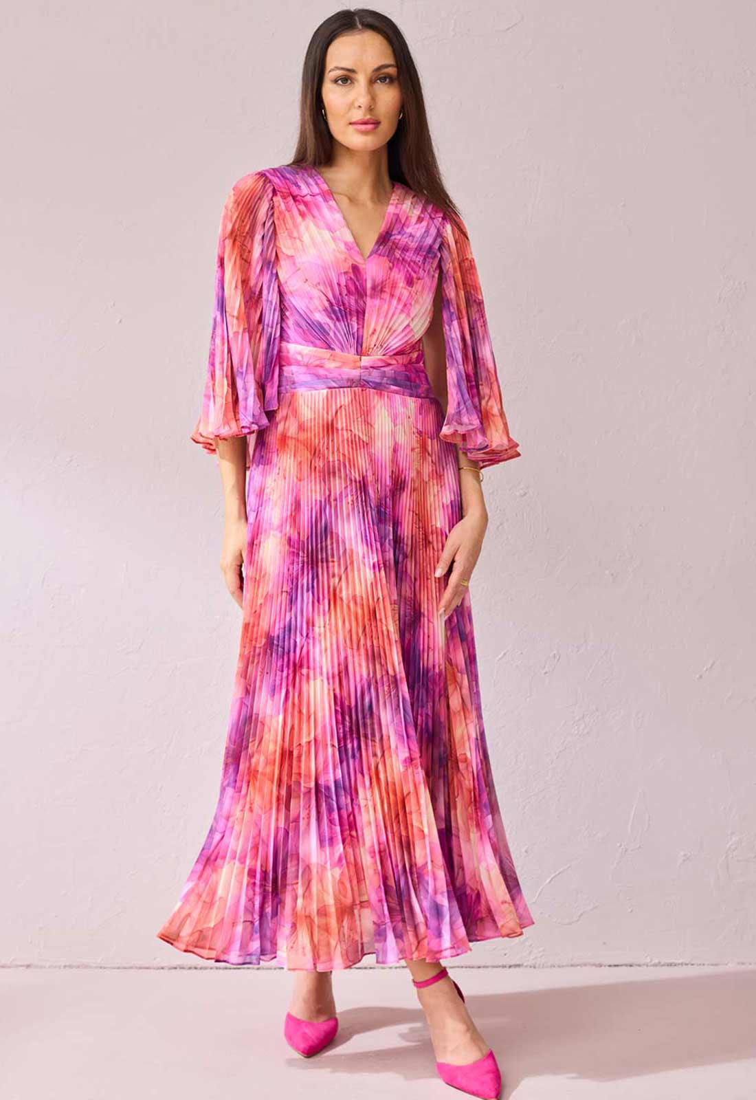 Samantha Jane Pink Alice Pleated Midi Dress - Image 5