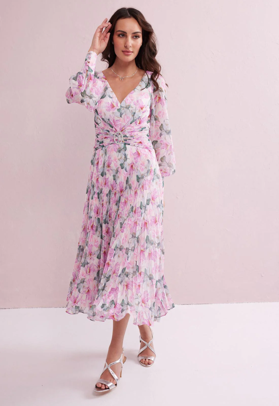 Samantha Jane Pink Serene Floral Print Dress - Image 4