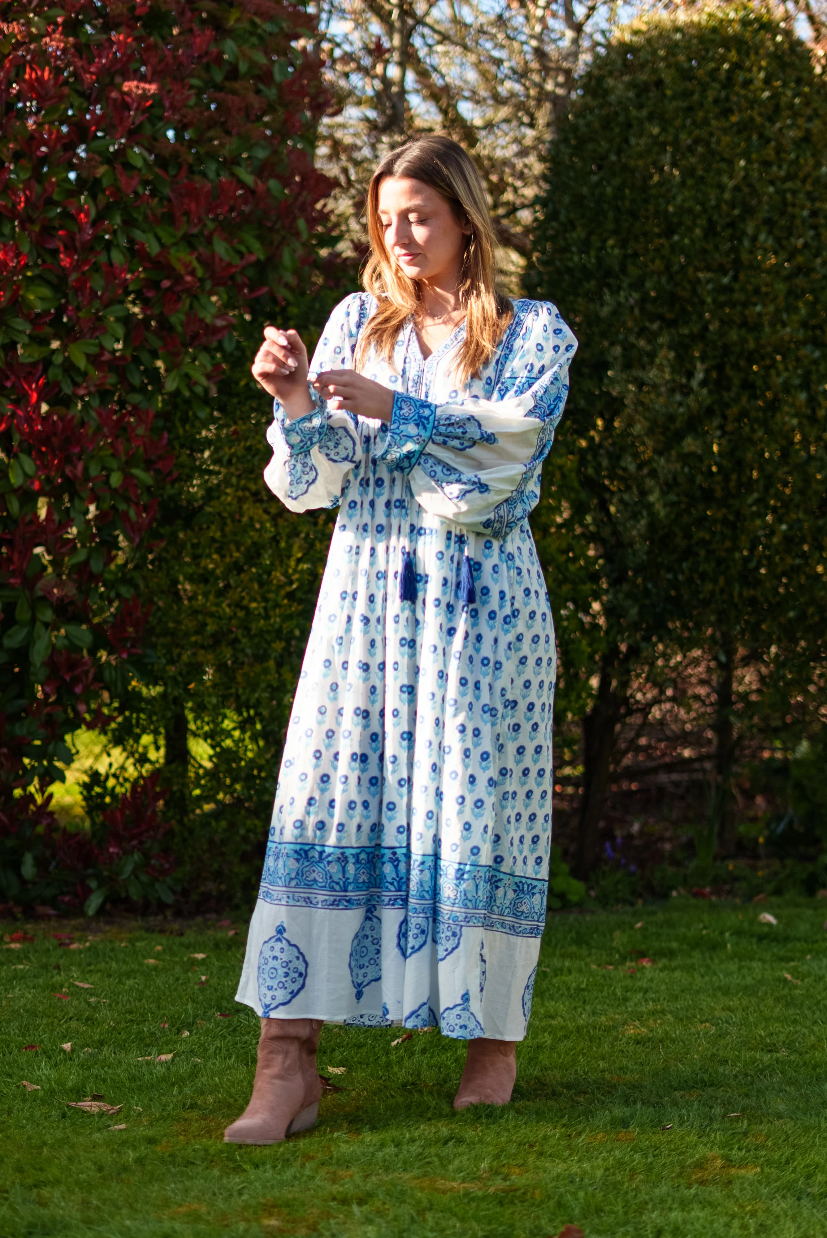 Soul Of Sita Amelia Floaty Sleeve Folk Print Maxi Dress - Image 11