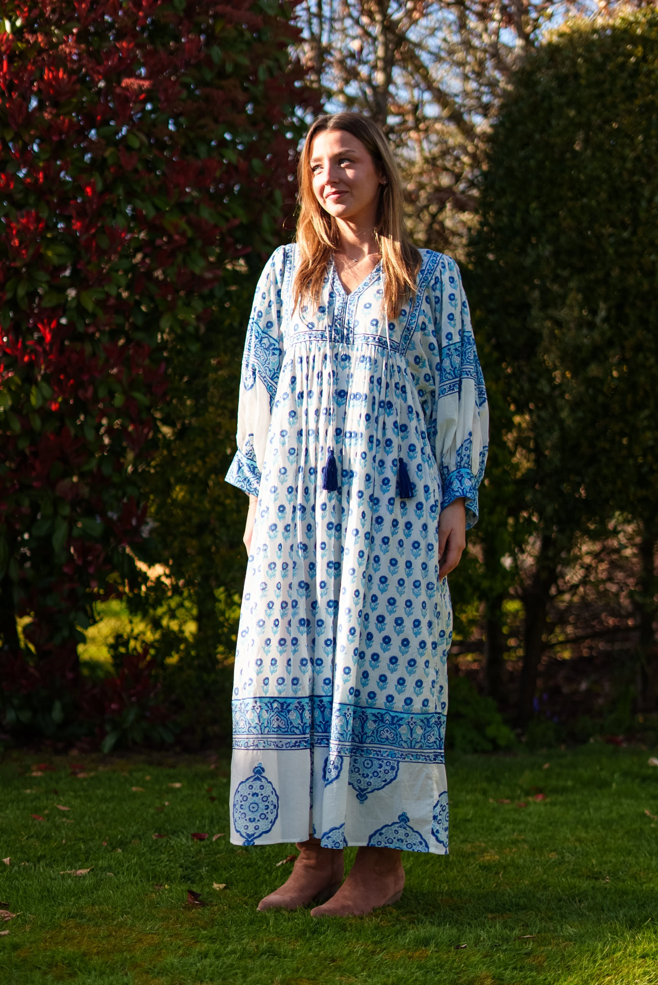 Soul Of Sita Amelia Floaty Sleeve Folk Print Maxi Dress - Image 12