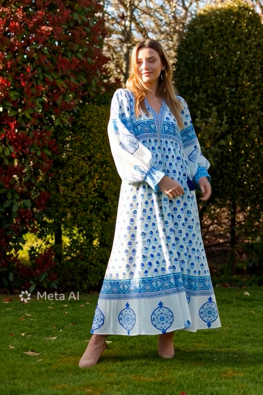 Soul Of Sita Amelia Floaty Sleeve Folk Print Maxi Dress - Image 16