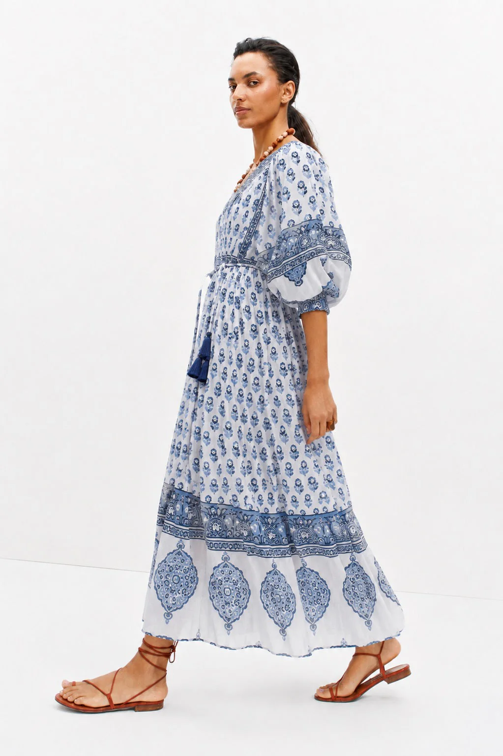 Soul Of Sita Amelia Floaty Sleeve Folk Print Maxi Dress - Image 19